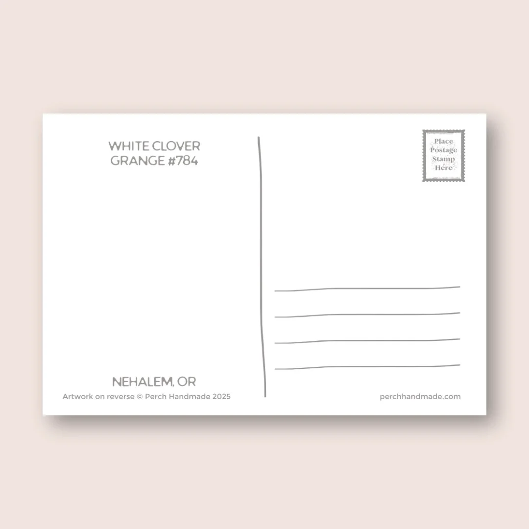 White Clover Grange Postcard Back