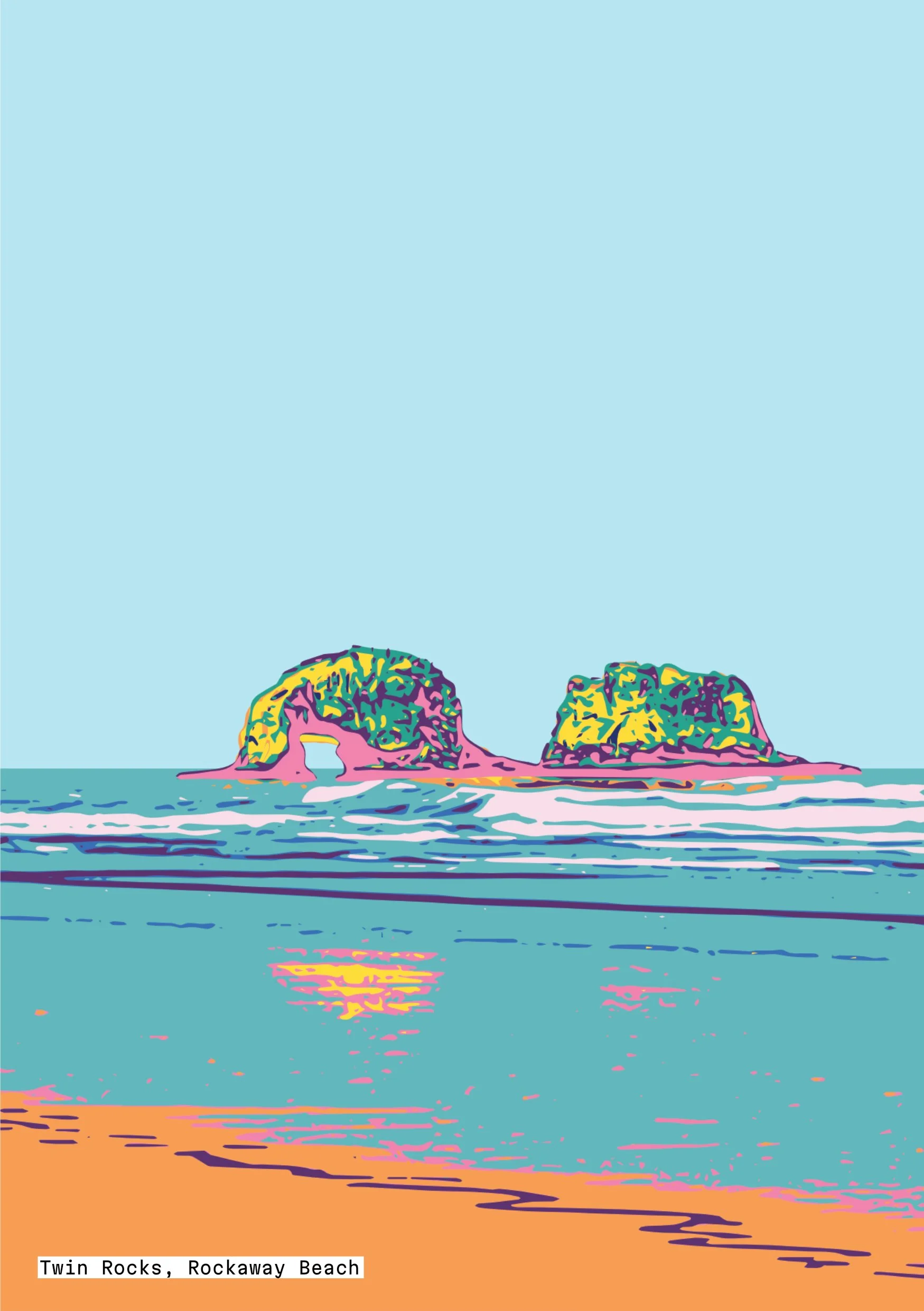 Twin Rocks in Rockaway Beach, Oregon - Modern landscape art print from Perch + Paper. 