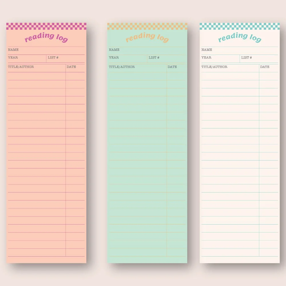 Checkered Reading Log Bookmarks