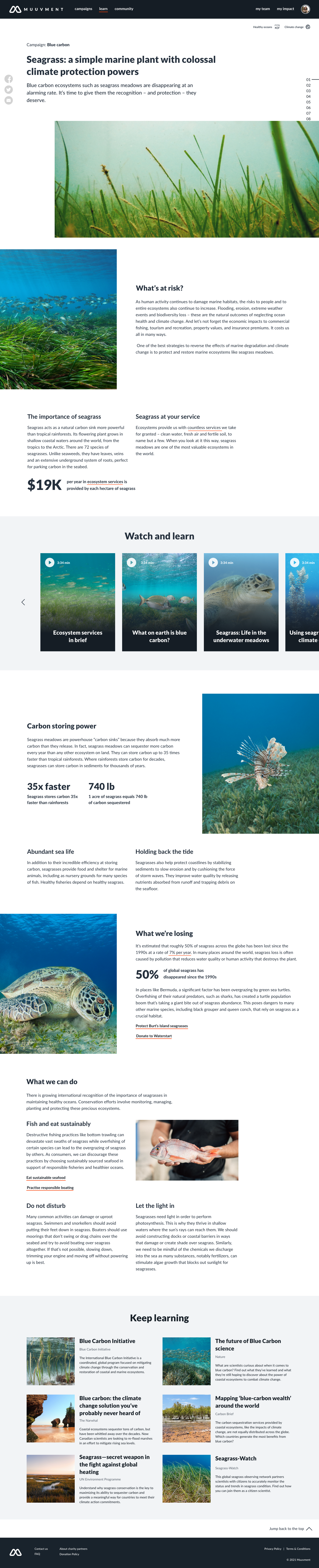 Blue carbon "Learn" page