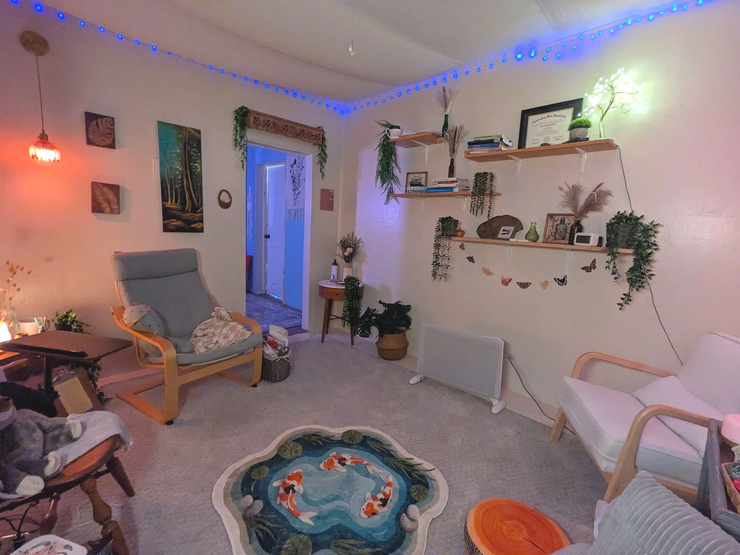 Calm, welcoming therapy space for individual, couple, and family therapy