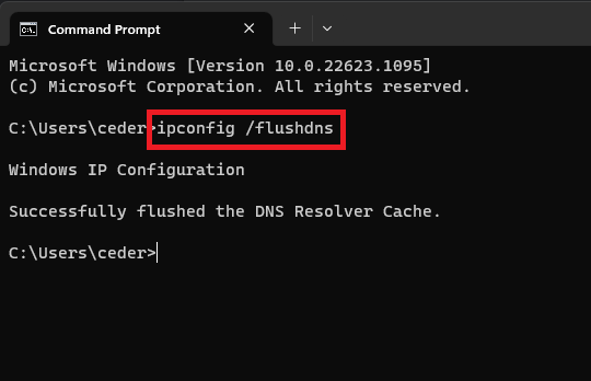 use the ipconfig flushdns command