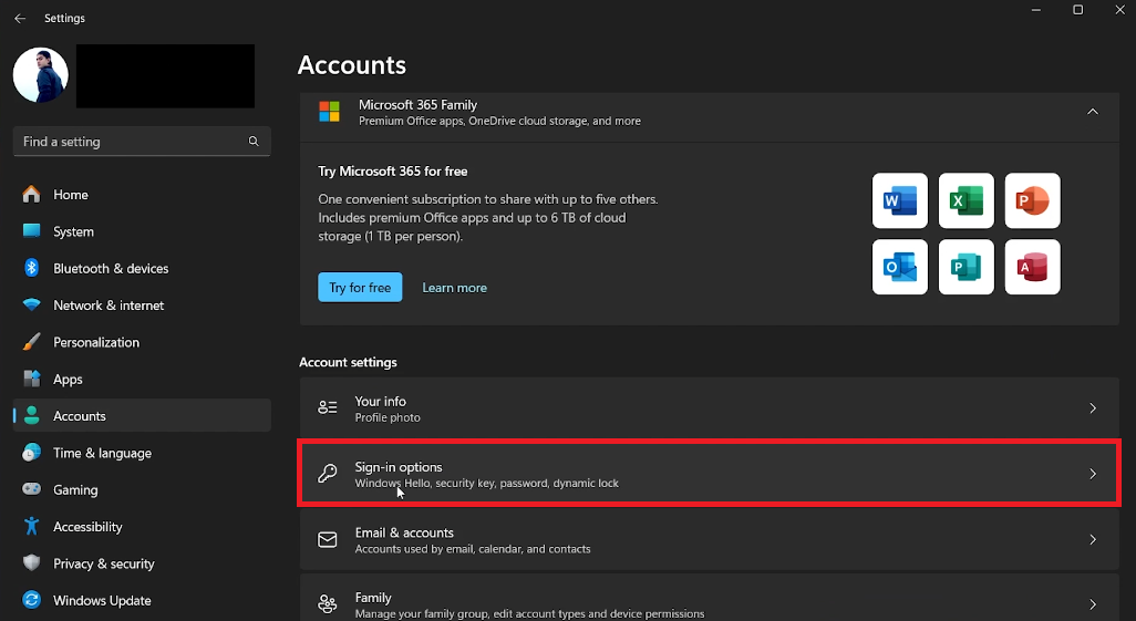 how to set password in windows 11