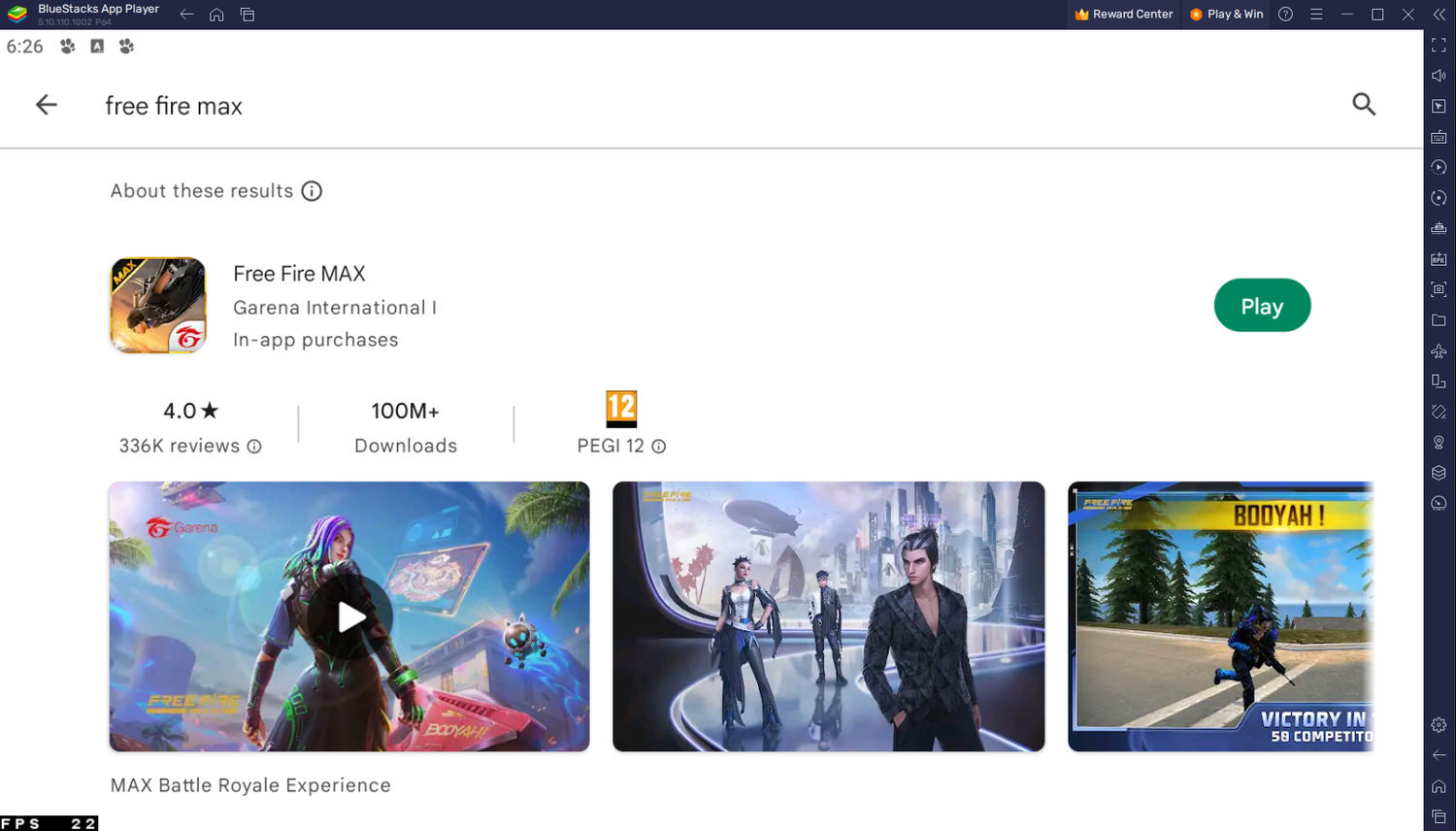 free fire max pc play store