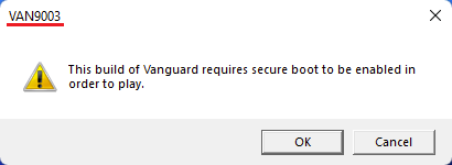 vanguard secure boot error for Valorant