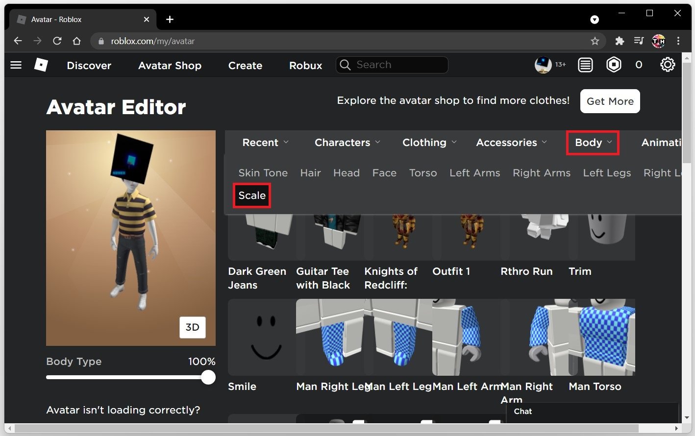 How to edit your avatar in Roblox