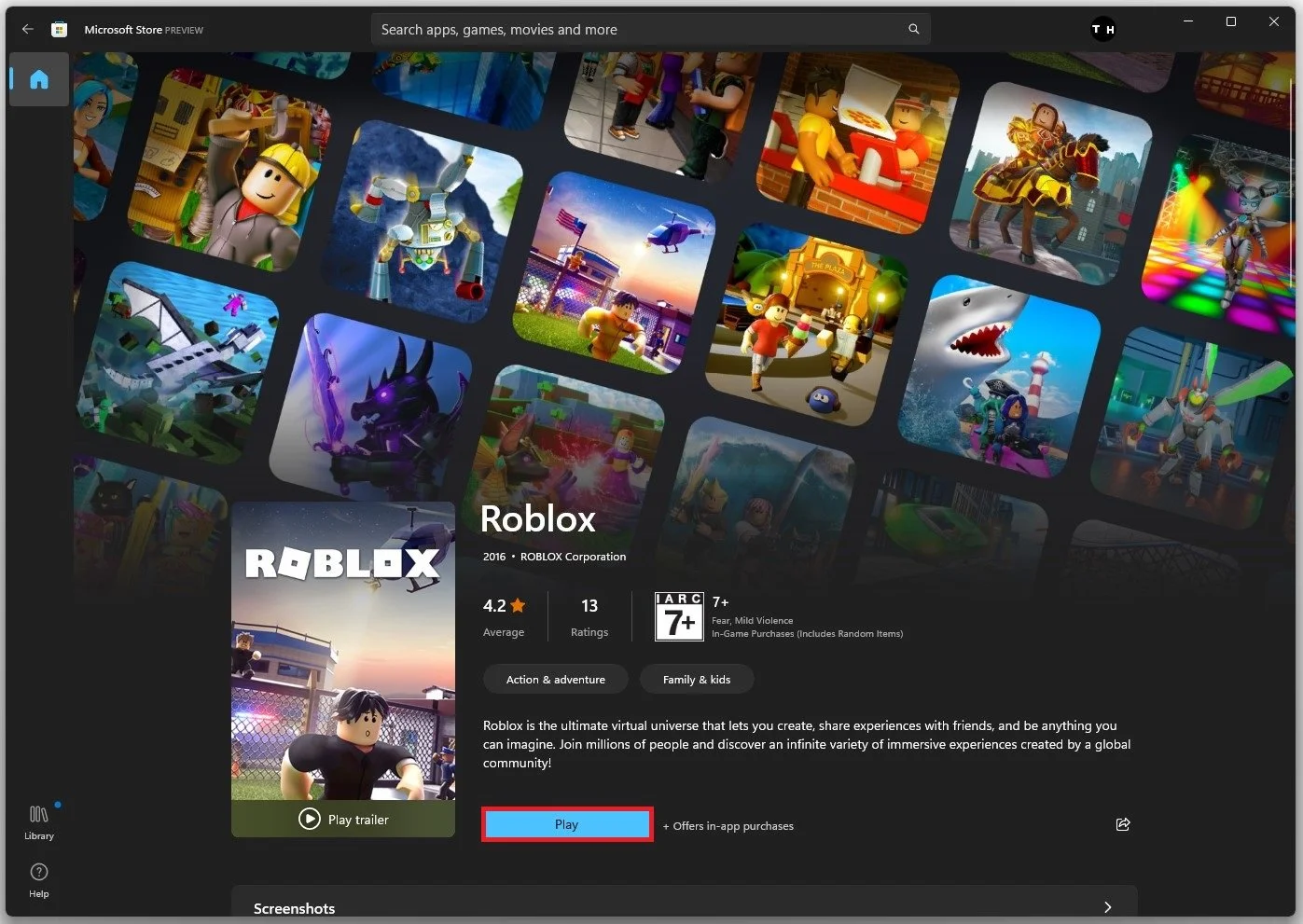 How to Download Roblox for Pc/Laptop with Microsoft Store Ι