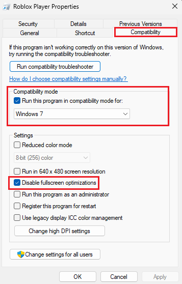 roblox compatibility settings