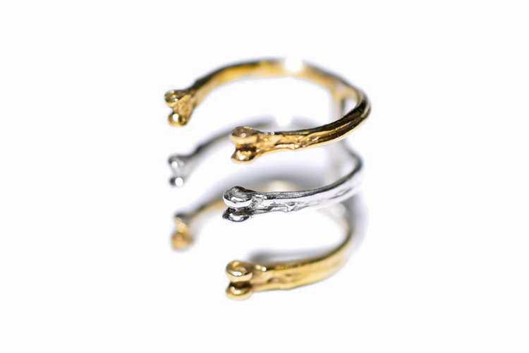  Gold Triple Ring // solid Argentium Sterling Silver and Gold Vermeil (2013) 