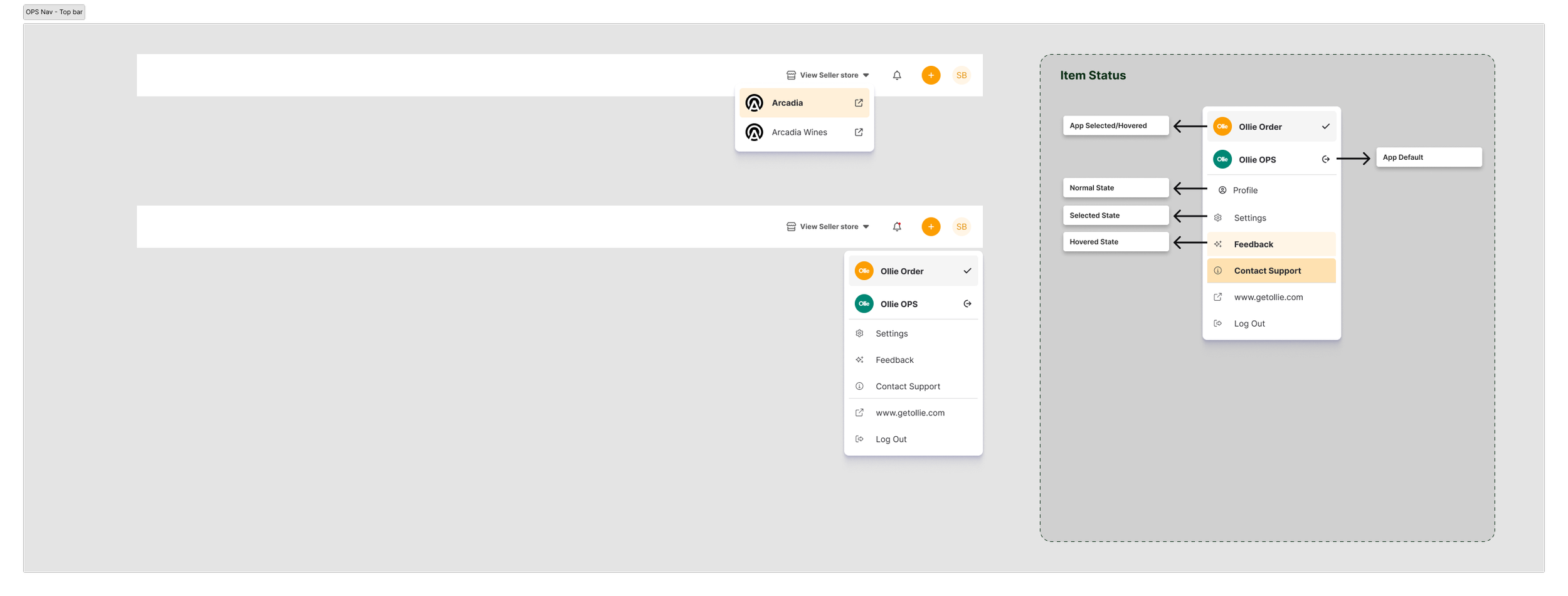 Header navigation
