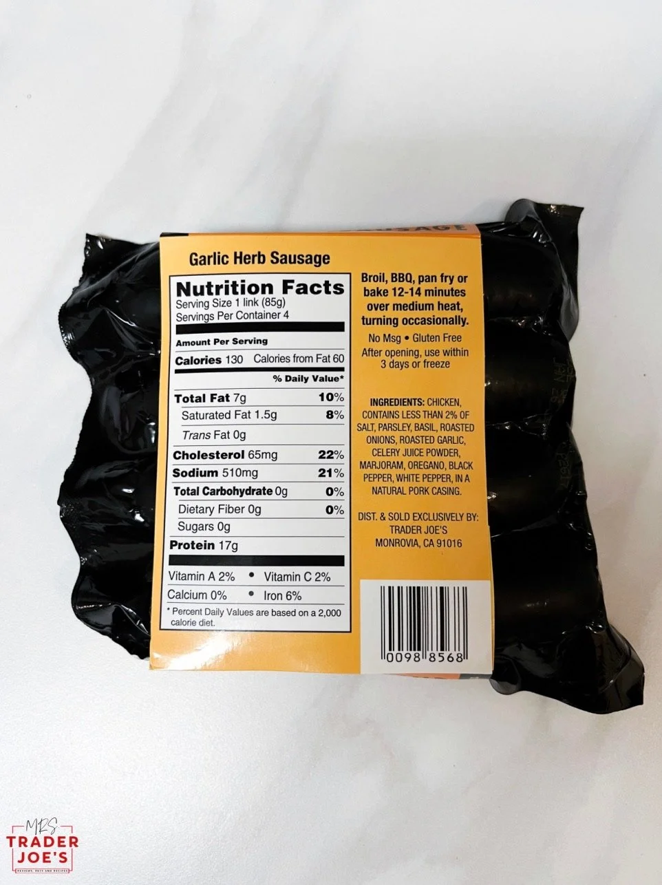 Garlic Herb Chicken Sausage — Mrs. Trader Joe's