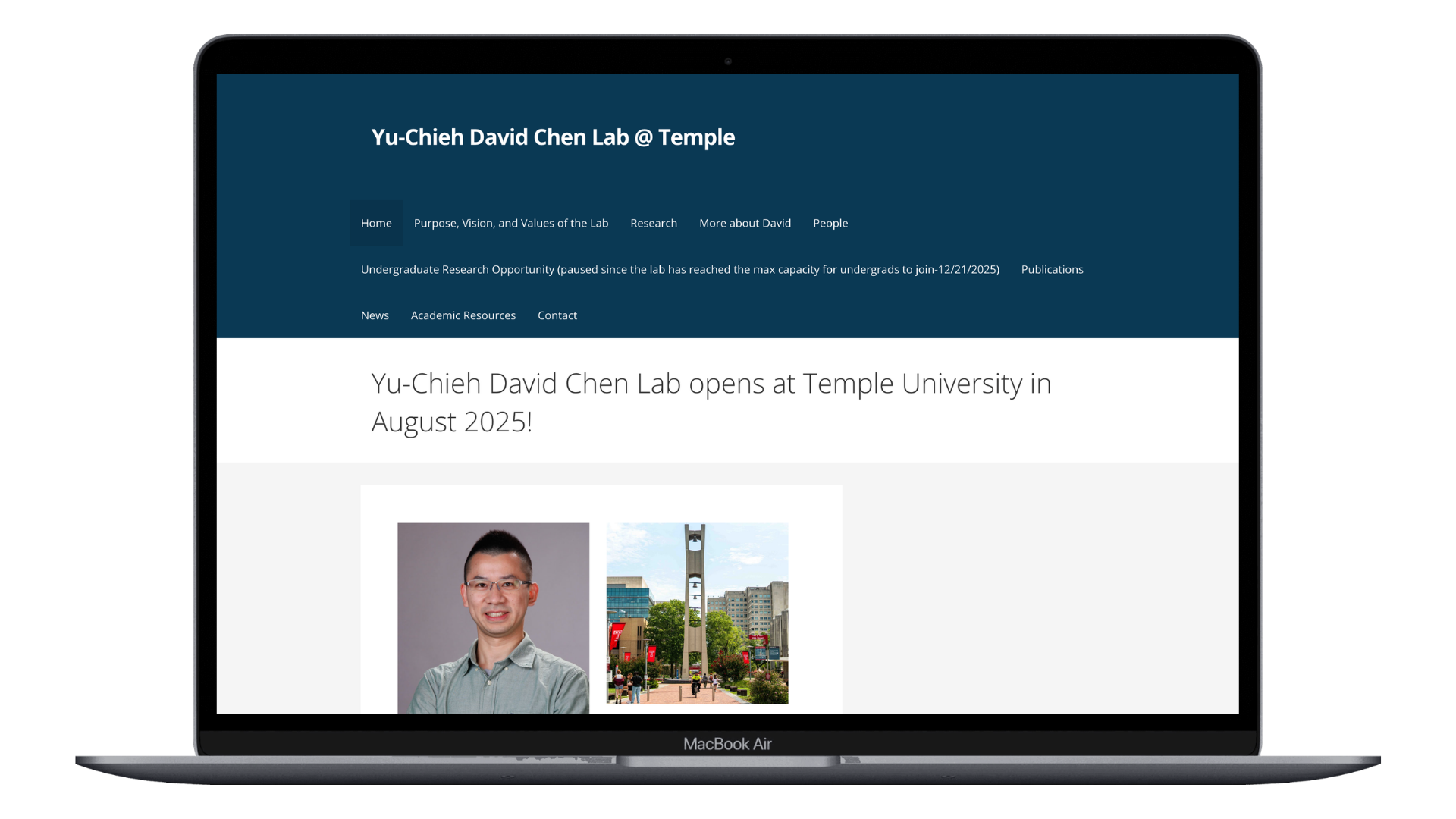 Chen Lab website design before redesign