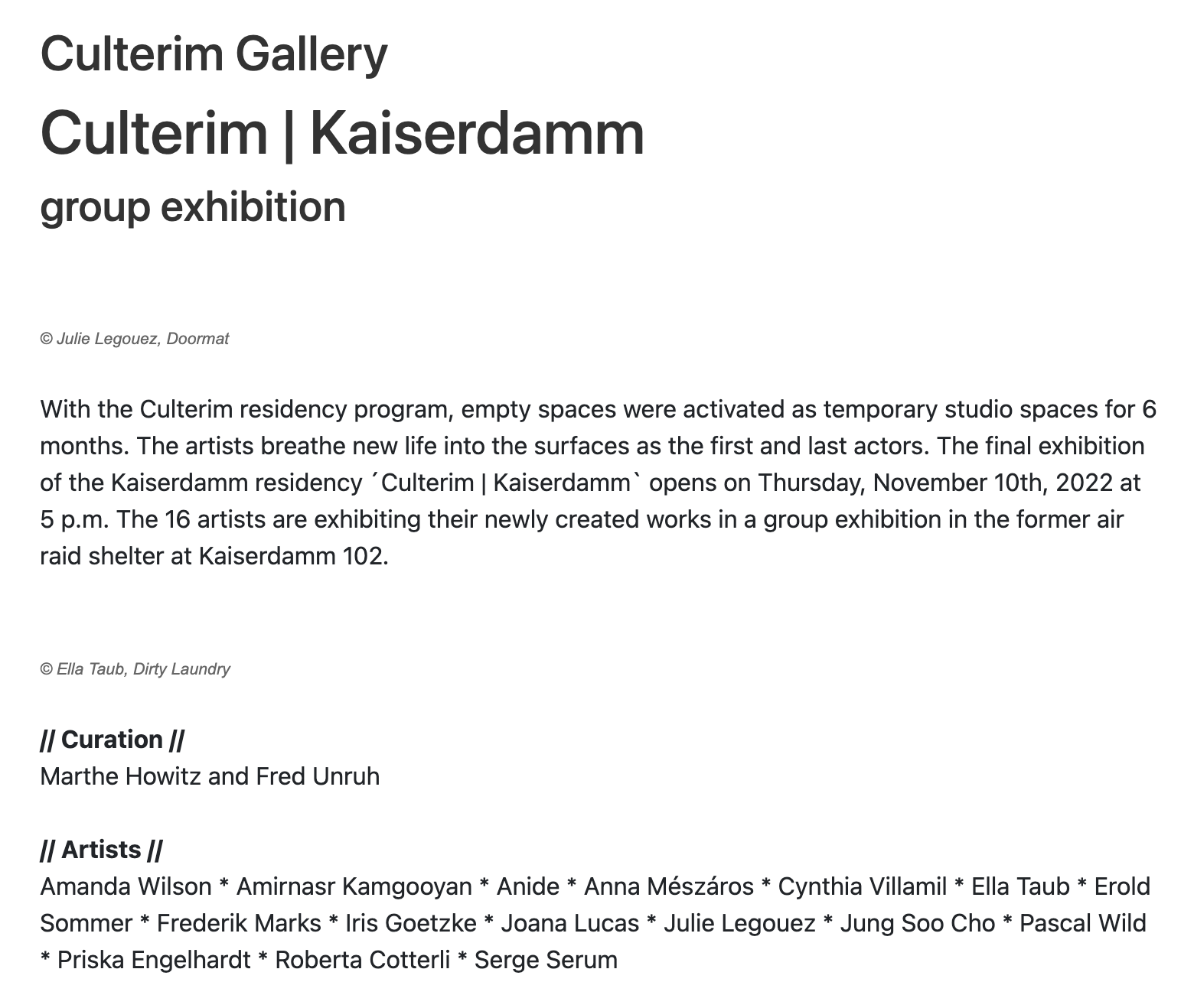 ella taub culterim gallery artist berlin kaiserdamm exhibition kunst art