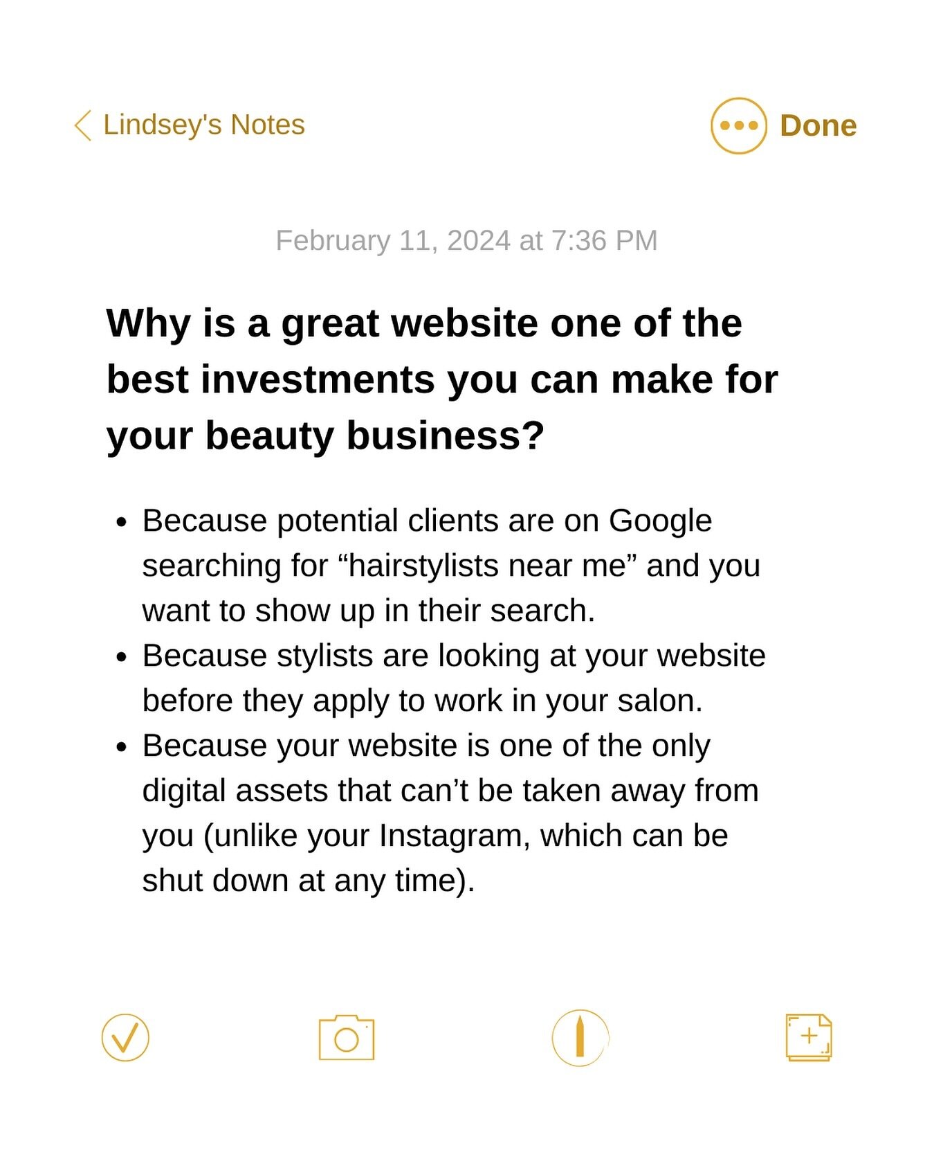 Did you catch that second bullet point!?

Stylists are looking at your website before they apply to work in your salon.

If you&rsquo;re trying to build an amazing team of stylists, you have to stand out from the rest of the salons in your area. 

On