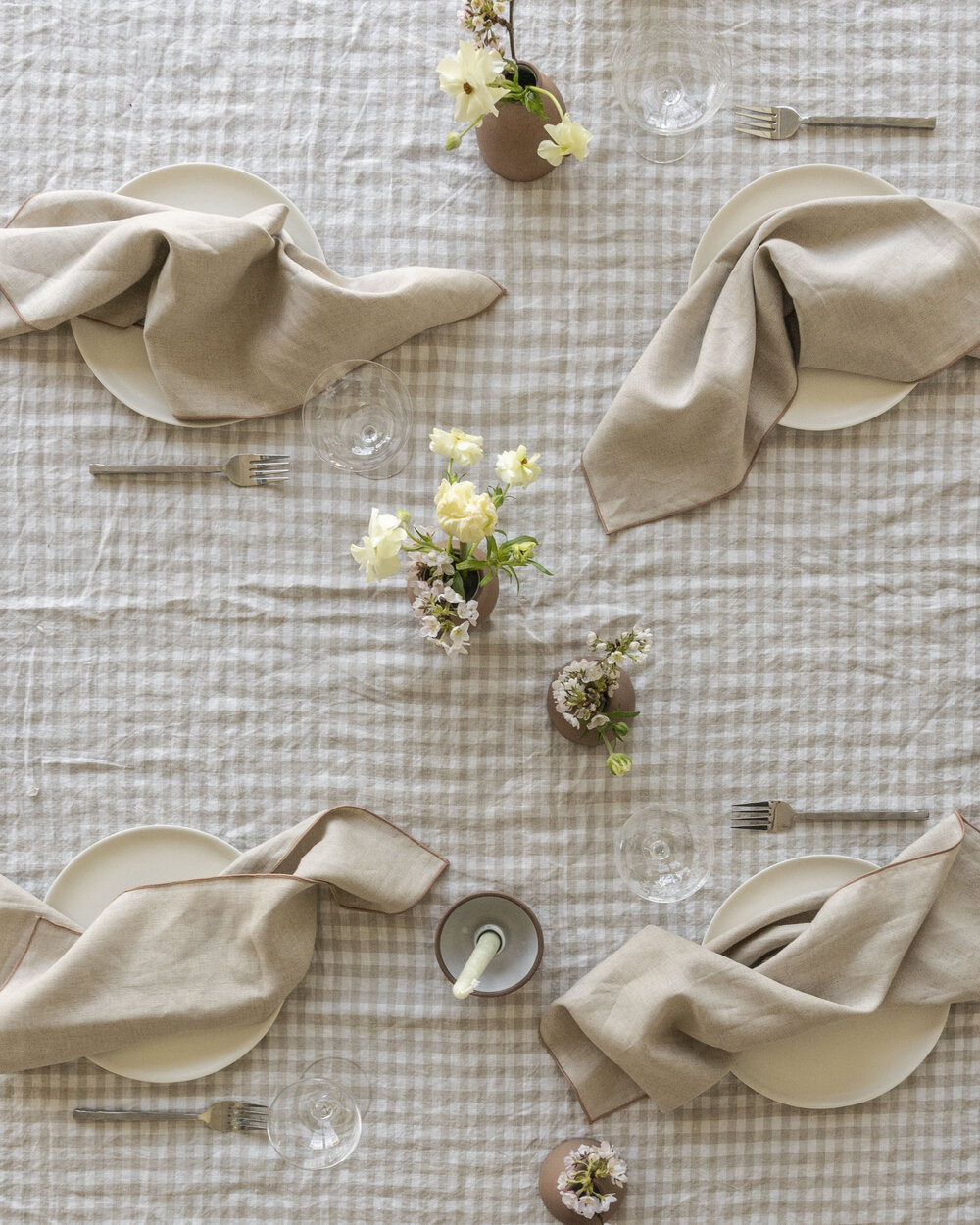 Encasa 100% Cotton Cloth Napkins Set of 12 with Natural Color & Size  17x17