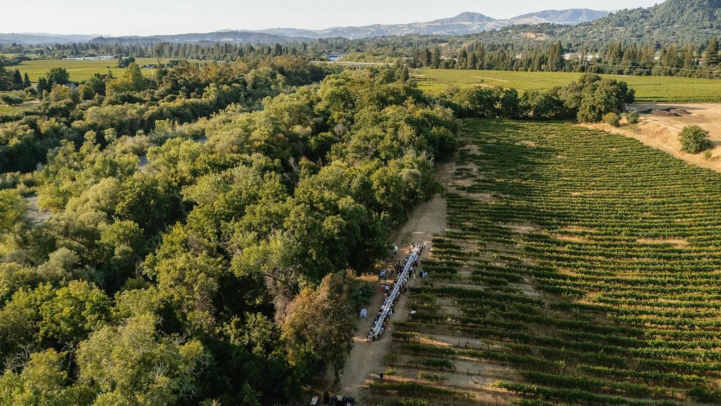 Sometimes, the journey to the table is as much fun as the Supper itself. @foppianovineyards, we wandered from their historic barn and renovated tasting room, through rows of grapevines, and down to the Russian River&rsquo;s edge. There, the table sat