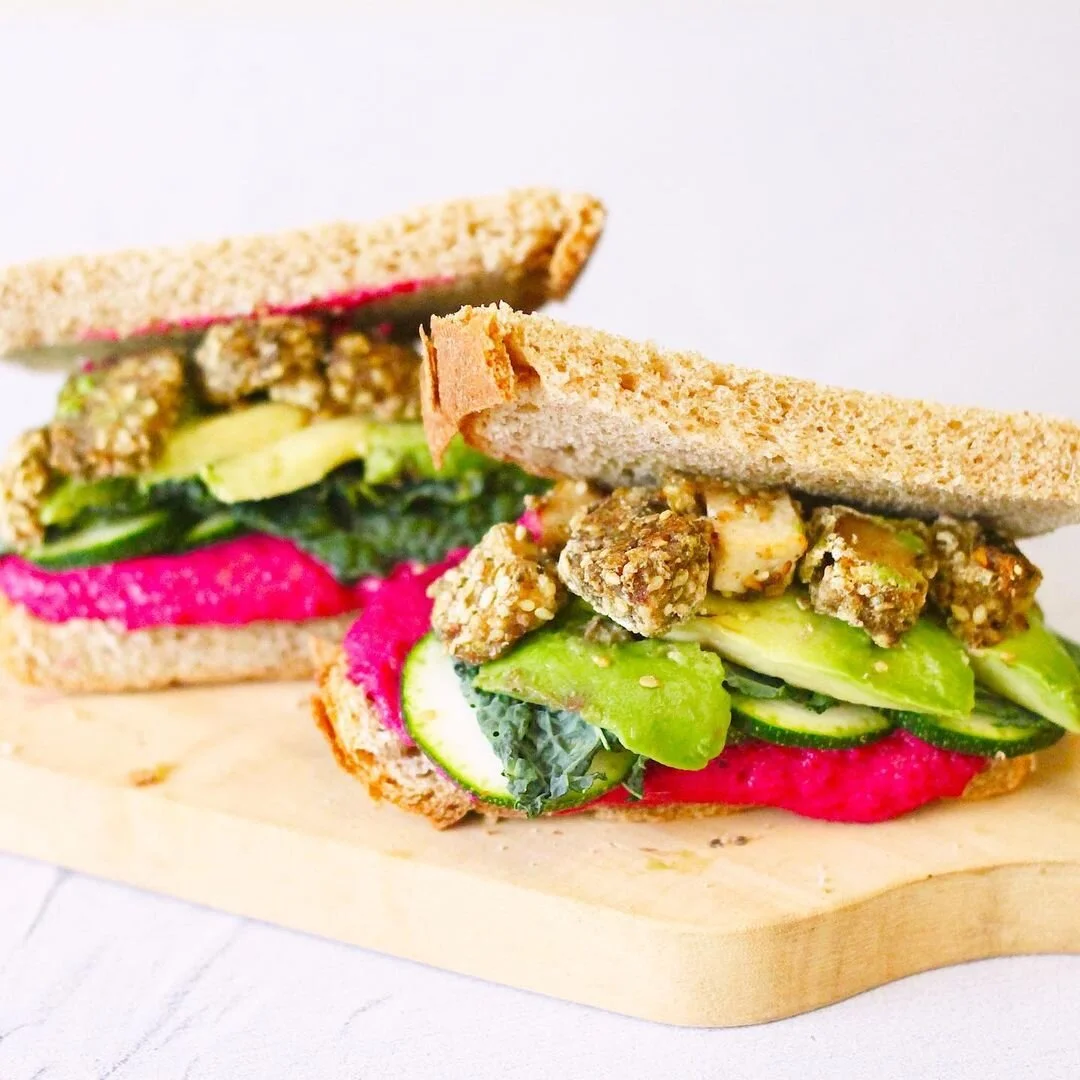 beet hummus tofu sandwich