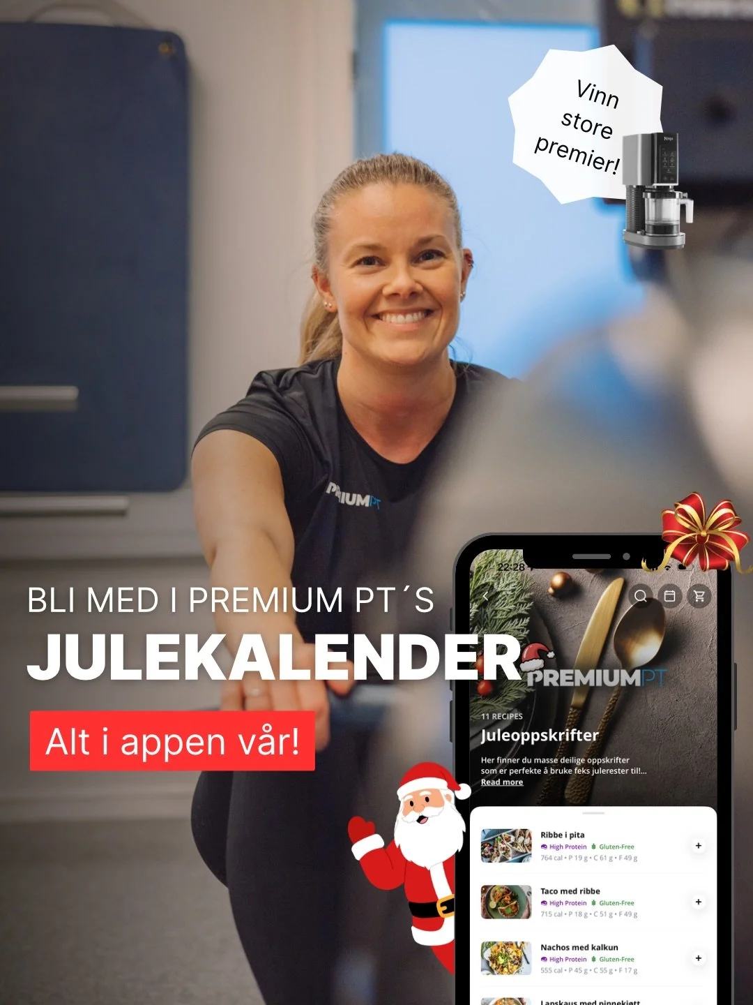 Vi gleder oss S&Aring; til &aring; vise dere Julekalenderen v&aring;r i appen!😍 

Her skal vi jobbe oss gjennom forskjellige spreke og smakfulle fokusomr&aring;der for hver uke, du vil l&aelig;re masse om b&aring;de muskler, fettforbrenning, deilige
