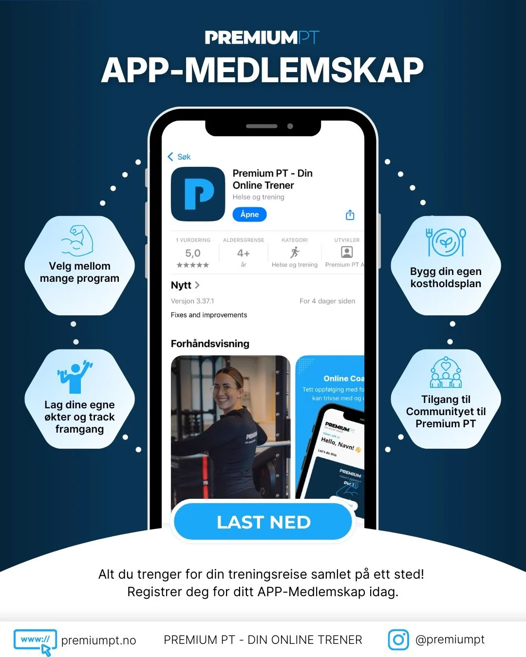 Alt samlet p&aring; ett sted!😍

Registrer deg for appen i dag - hvor du kan lage &oslash;kter, kostholdsplan, tracke framgang og delta i v&aring;rt inspirerende community. 

For mer info send oss en melding med &laquo;app&raquo; 🥰📲 

#treningsapp 