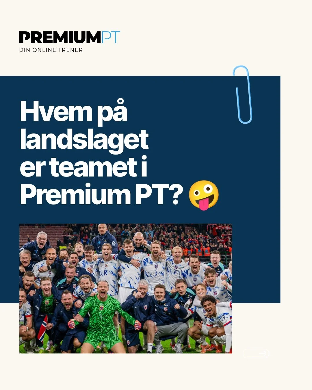 Vi har latt oss inspirere, og i p&aring;vente av kveldens kamp - her er landslaget hvis det var oss i Premium PT🤪

Hvem er du p&aring; landslaget??😎⚽️ 

Og lykke til gutter! 

(Bildene av fotballspillerne er l&aring;nt)