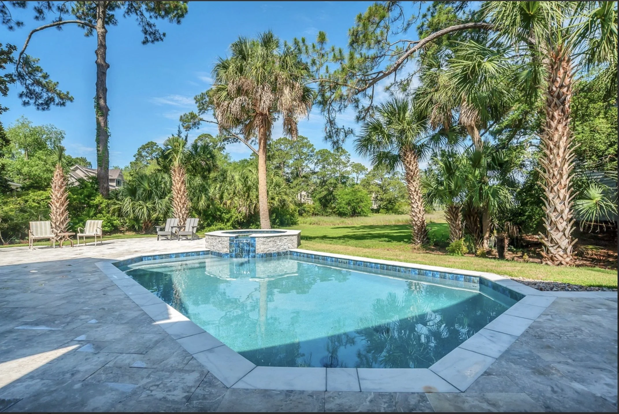 Deck and Pool with Couch, Dining table, and Grill