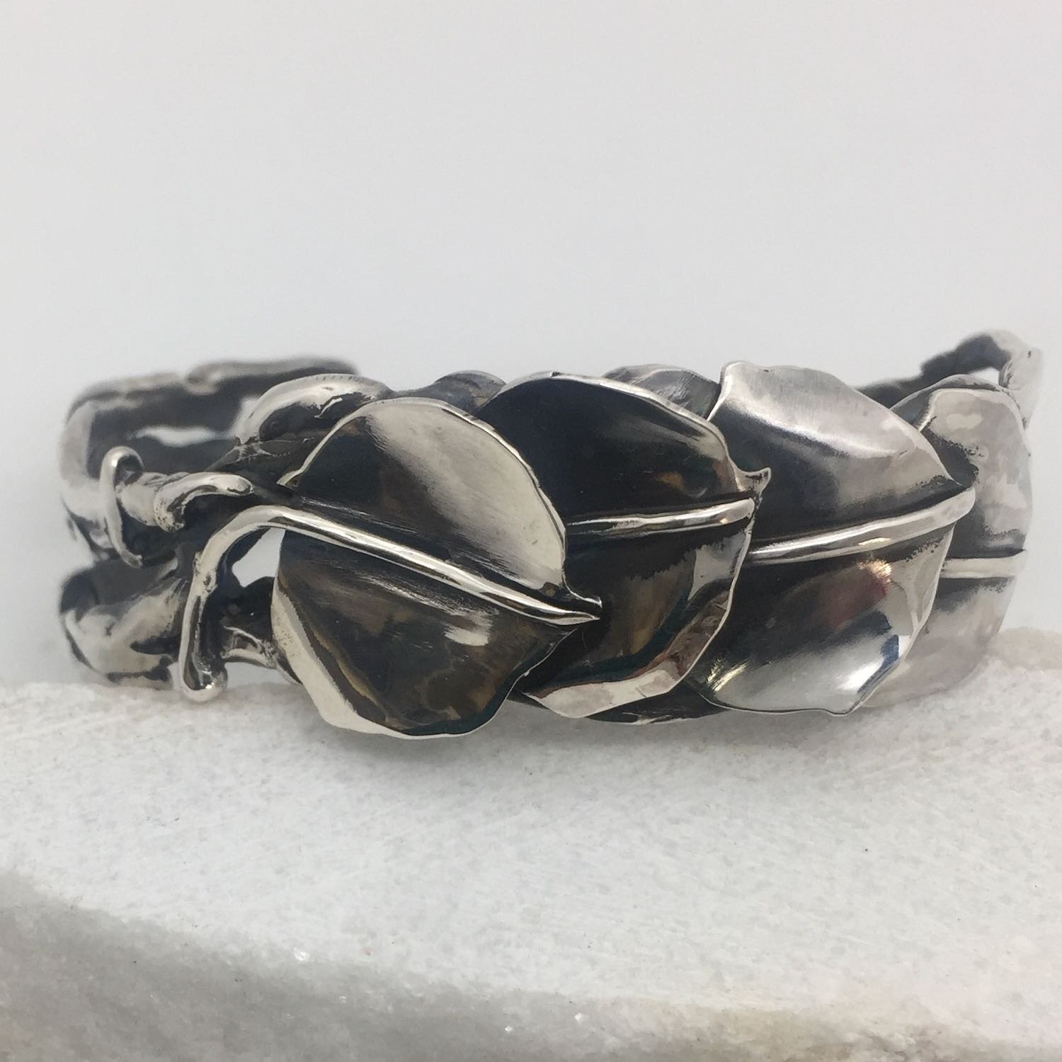 Rustic Cuff with Many Aspen Leaves