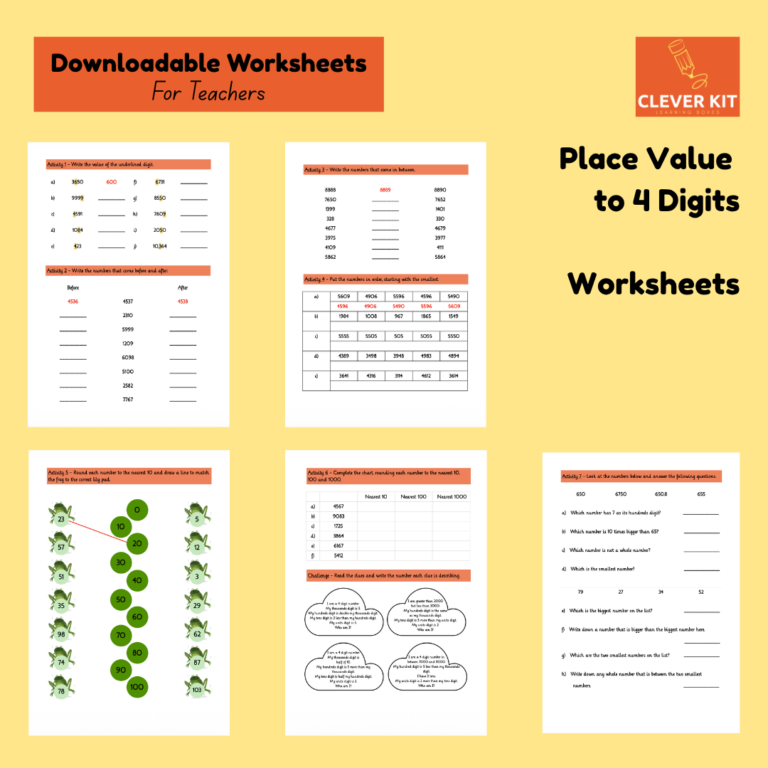 Place Value to 4 Digits Worksheets