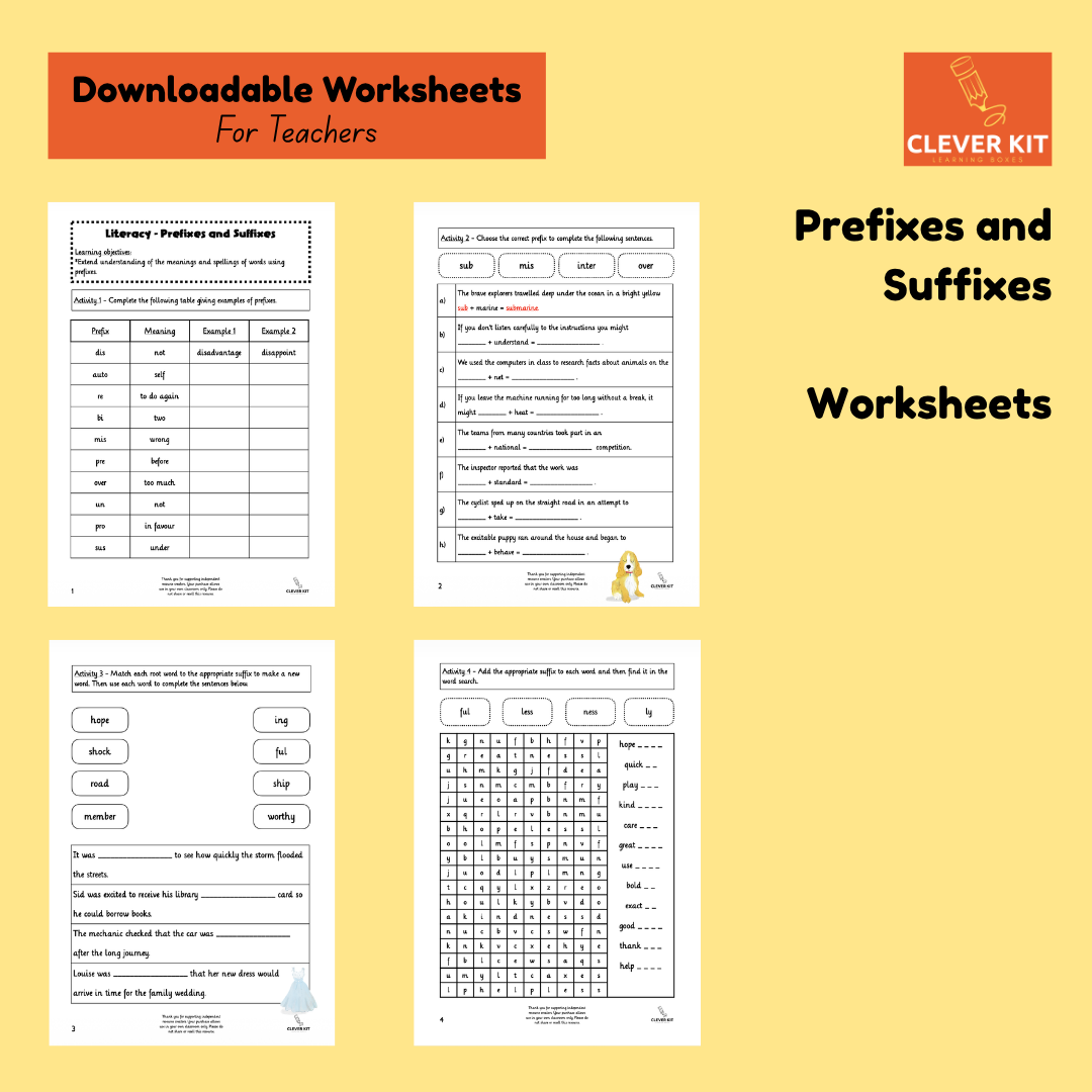 Prefixes and Suffixes Worksheets