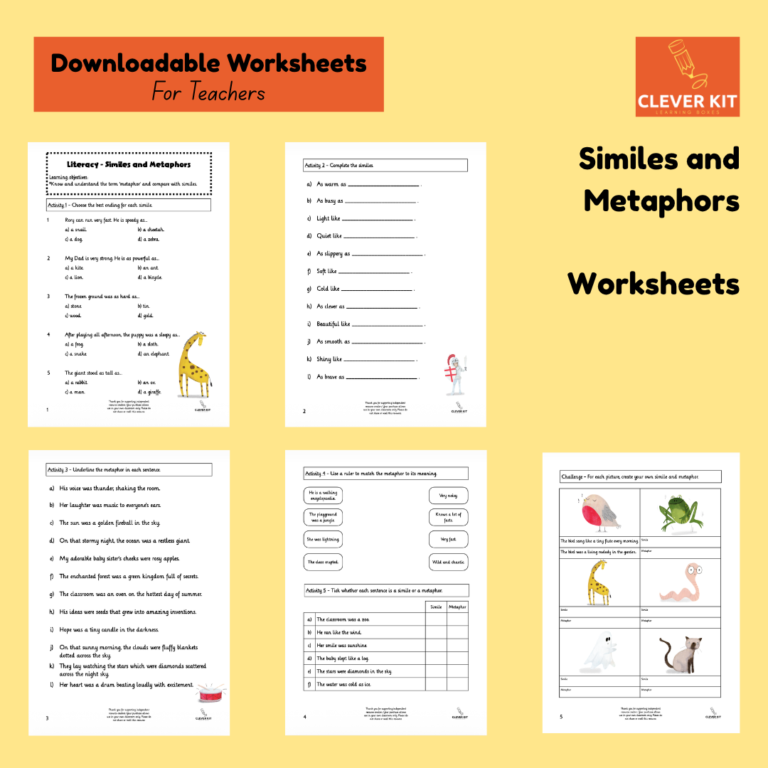 Similes and Metaphors Worksheets