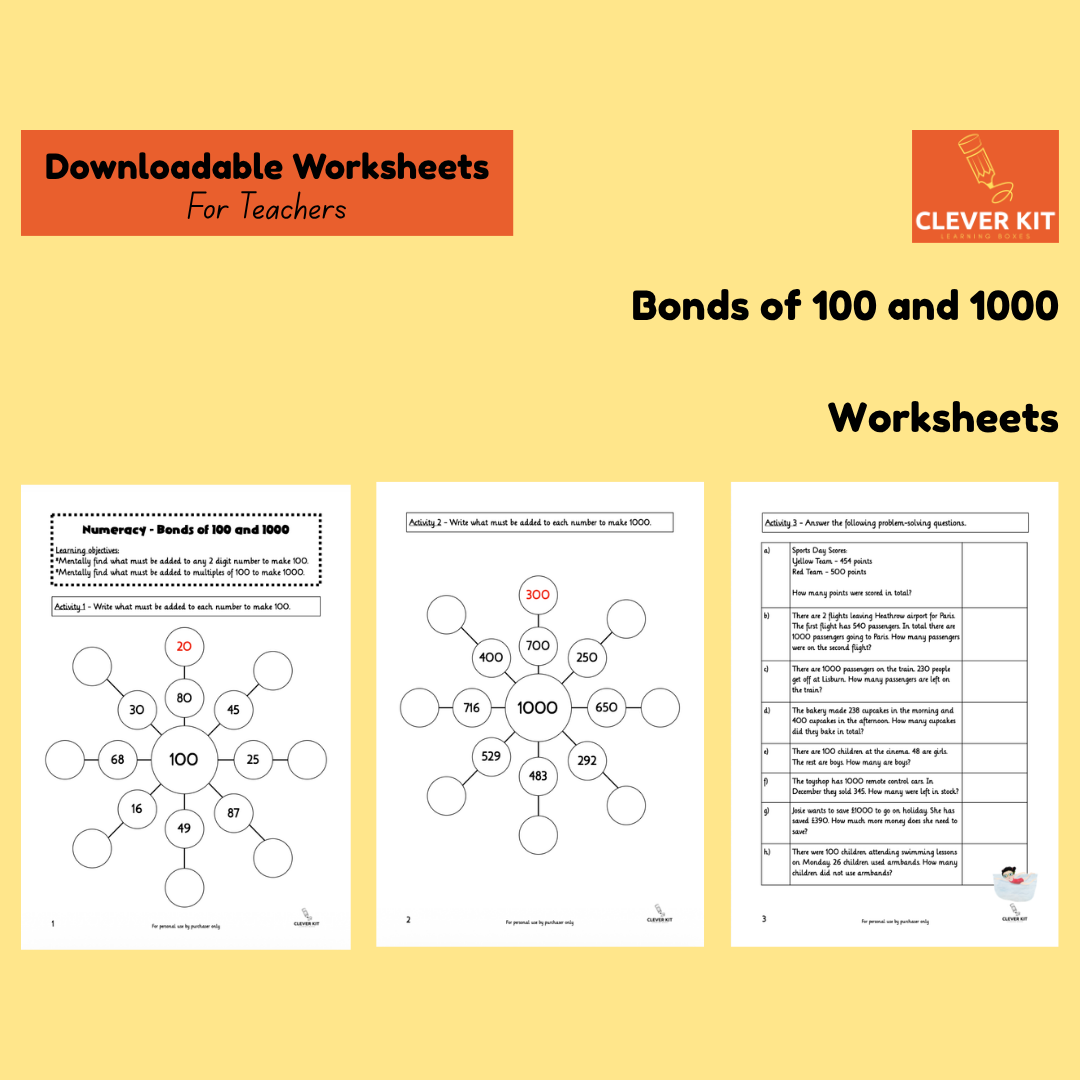 Bonds of 100 and 1000 Worksheets