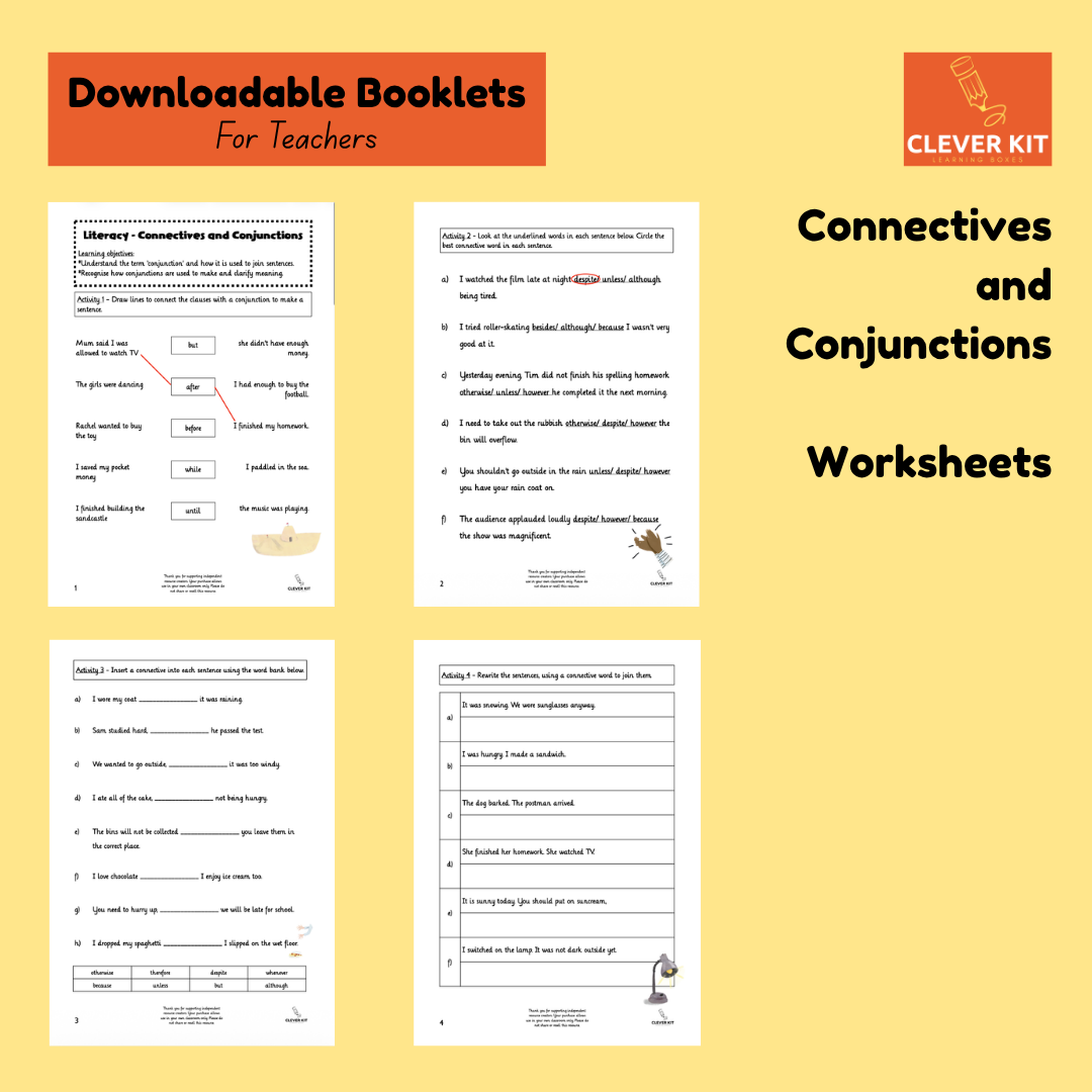Connectives and Conjunctions Worksheets