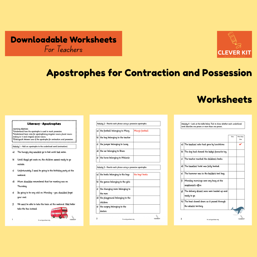 Apostrophes for Contraction and Possession