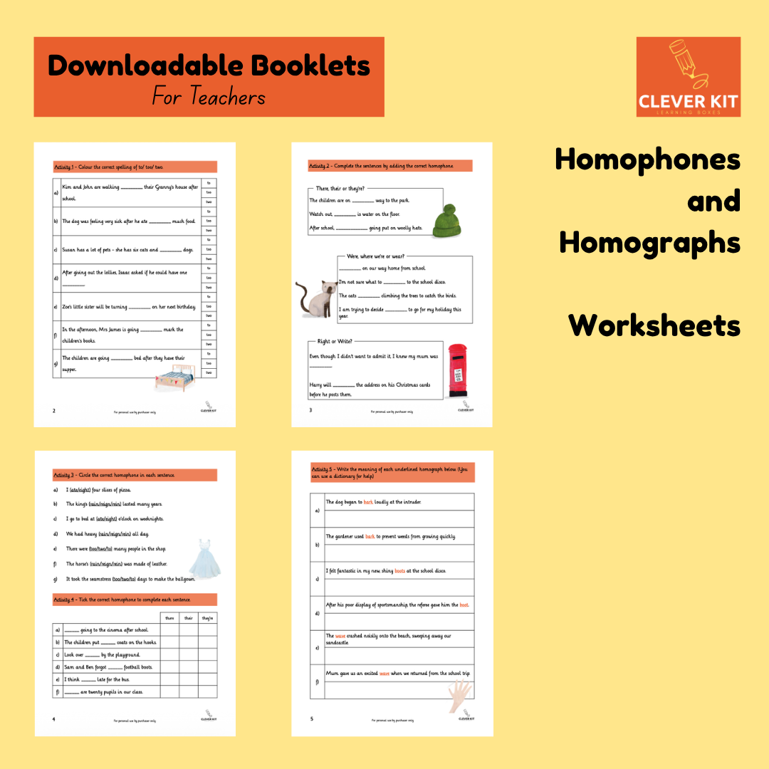 Homophones and Homographs Worksheets