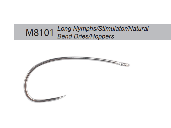 20 M8101 #8 Fly Fishing Hooks Long Nymphs/Natural Bend Dries