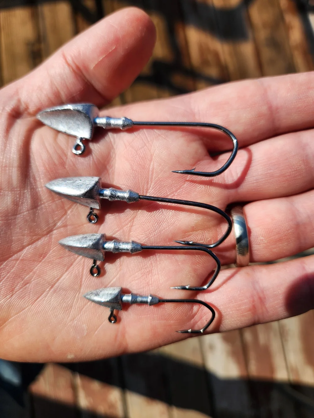 50) Dart/Shad Unpainted Lead Jig Heads (jighead) with Sickle Hook: Choose your size: 1/8, 1/4, 3/8, 1/2, 3/4 Wright Adventure Shop 50) Dart/Shad Unpainted Lead Jig Heads (jighead) with Sickle Hook: Choose your size: 1/8, 1/4, 3/8, 1/2, 3/4 Wright Adventure Shop