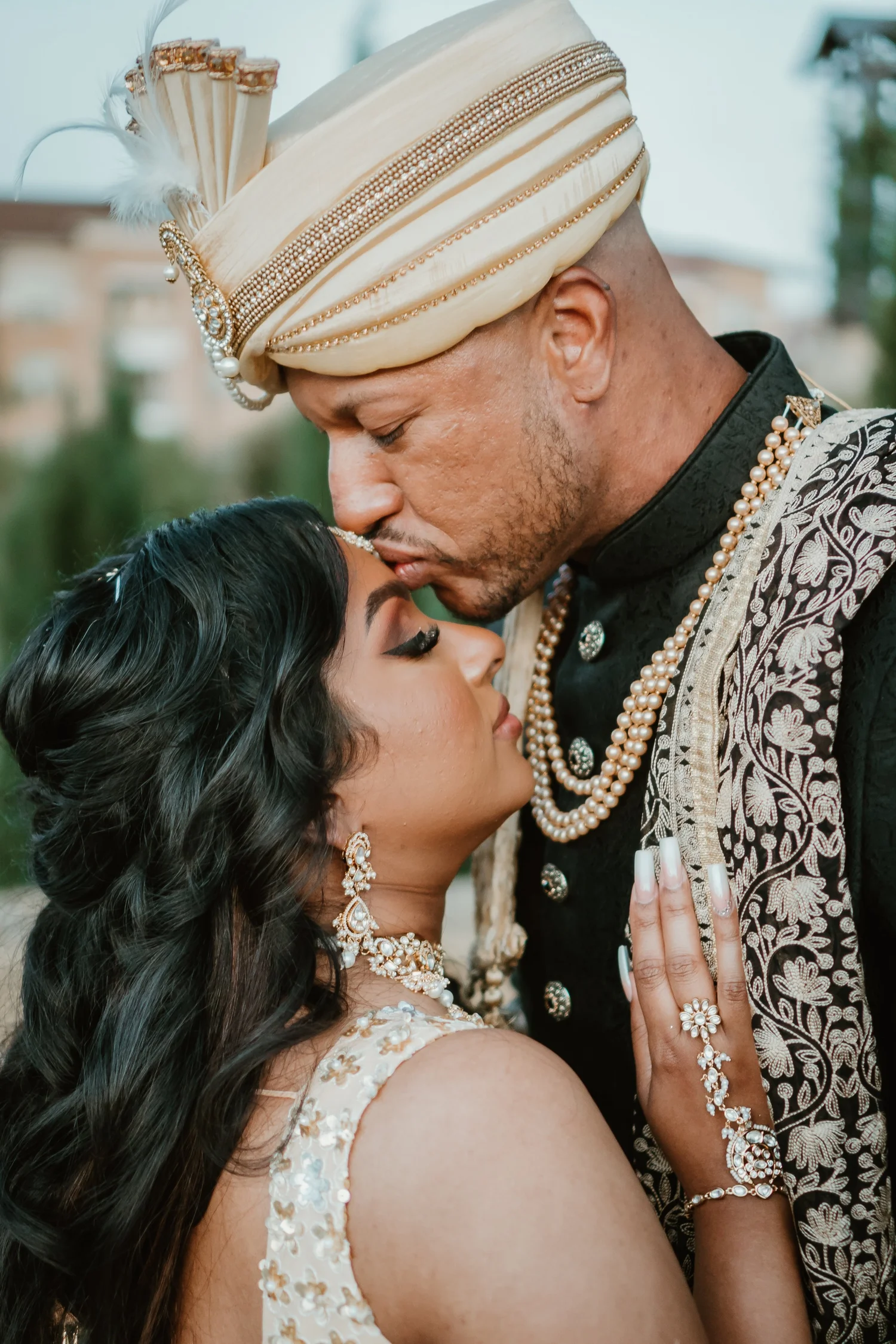 Couple in traditional wedding attire