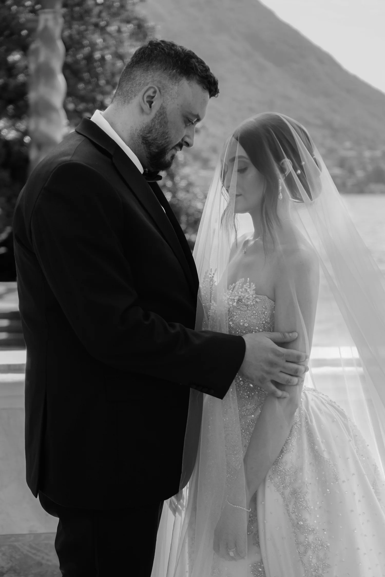 Bride and groom sharing a quiet moment