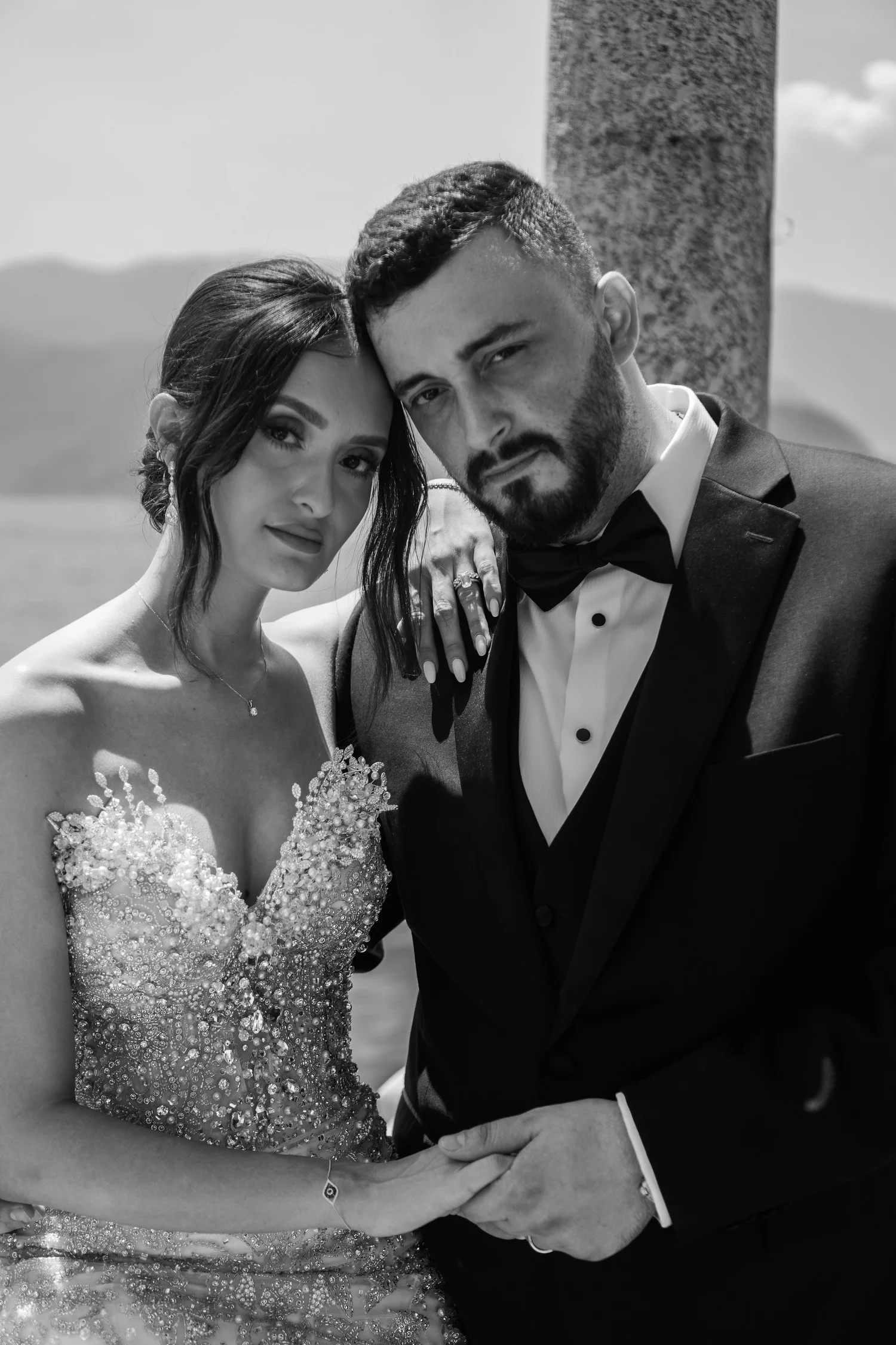 Bride and groom in the mountains
