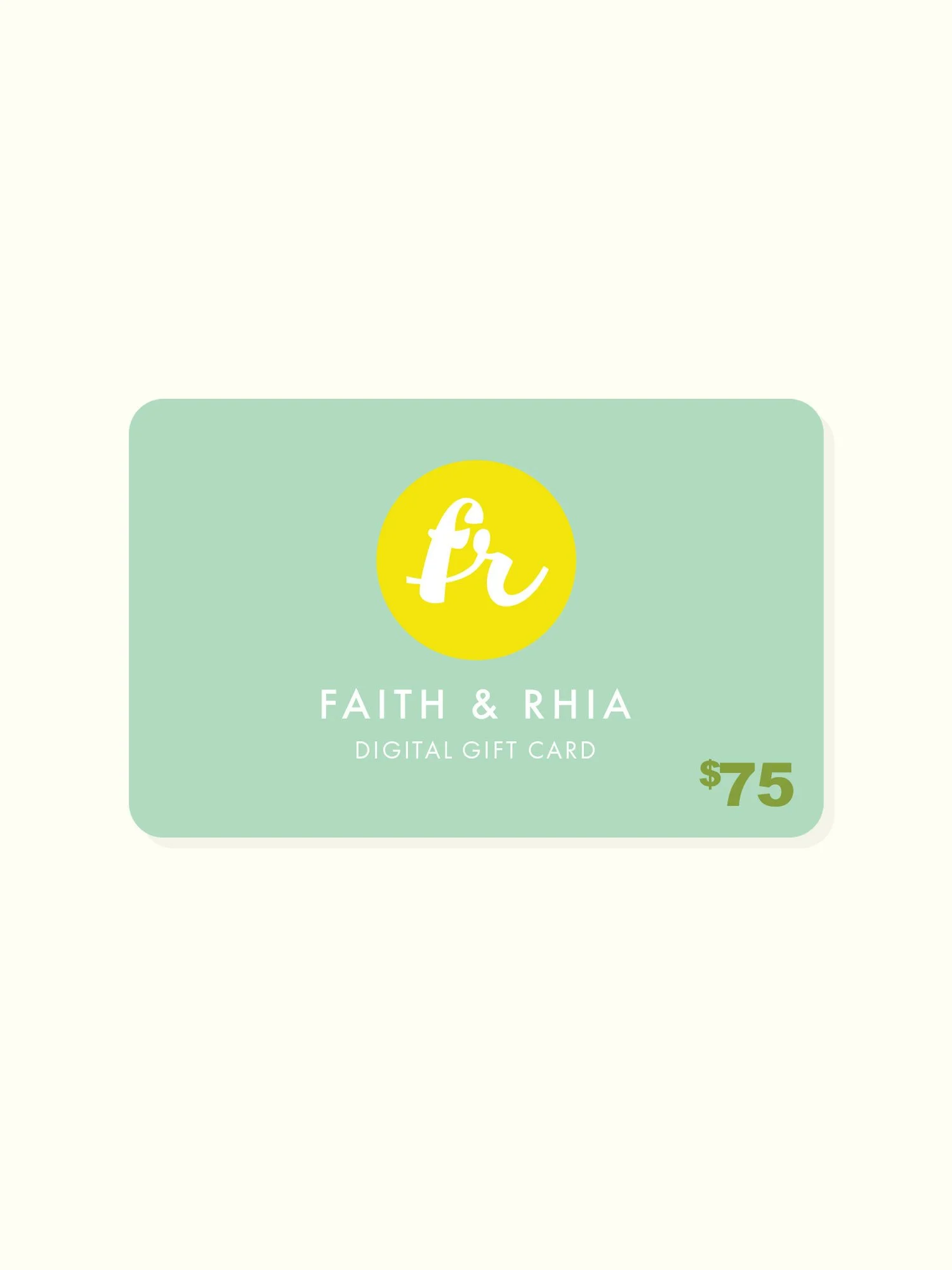 Faith and Rhia Jewelry Gift Card Graphic for $75