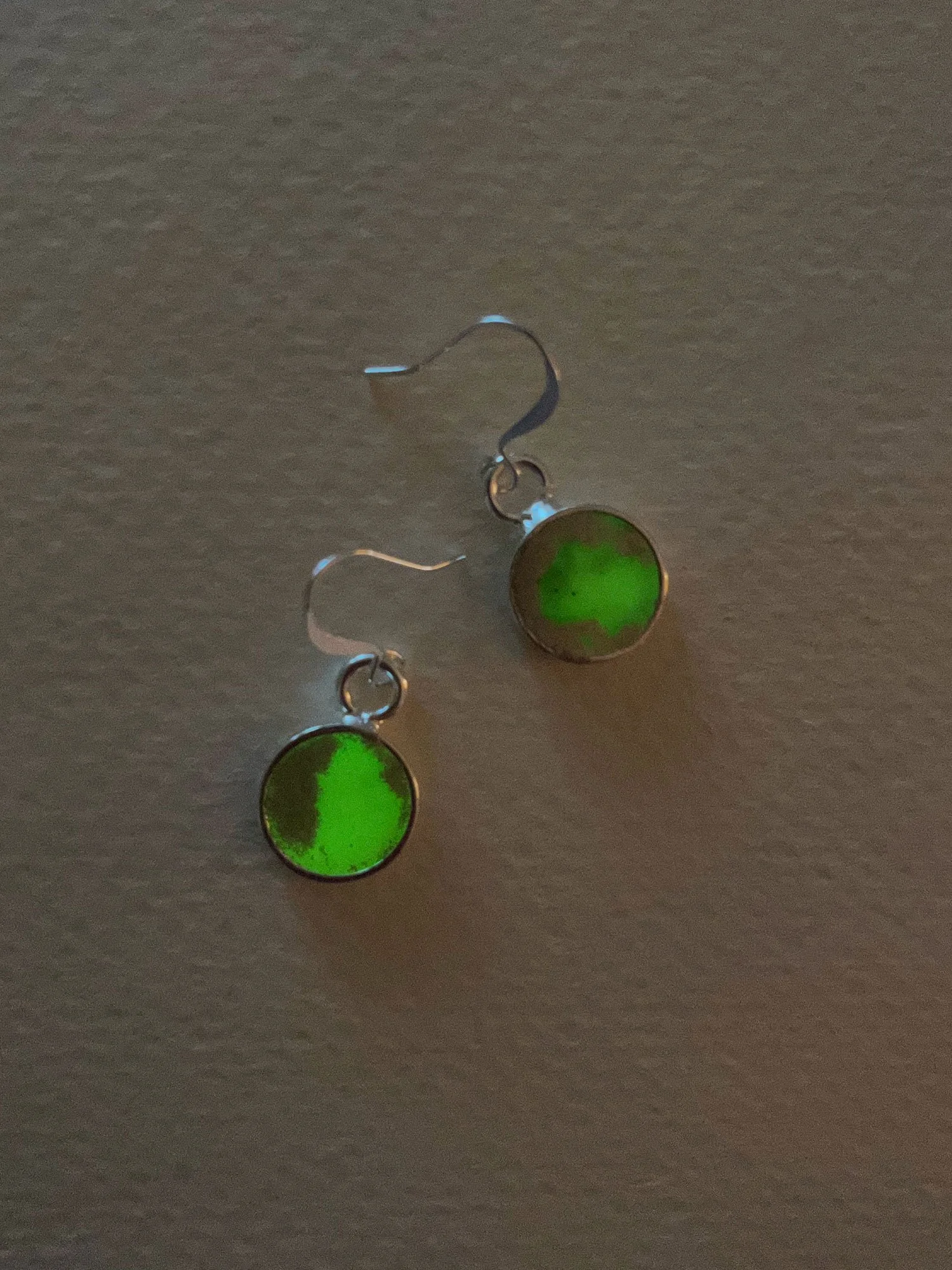 Everyday Circle Earrings in Chartreuse glow in the dark