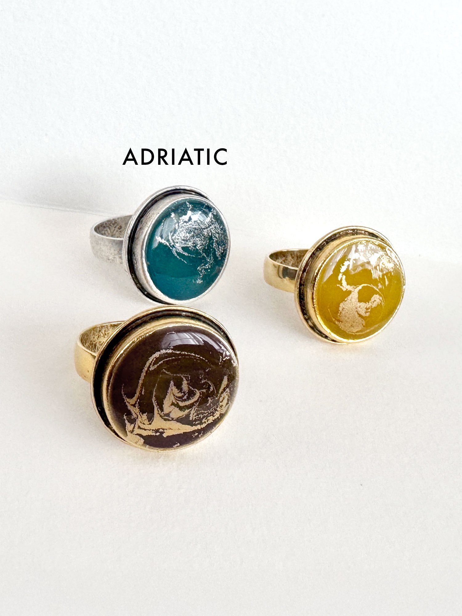 Adriatic blue adjustable silver ring