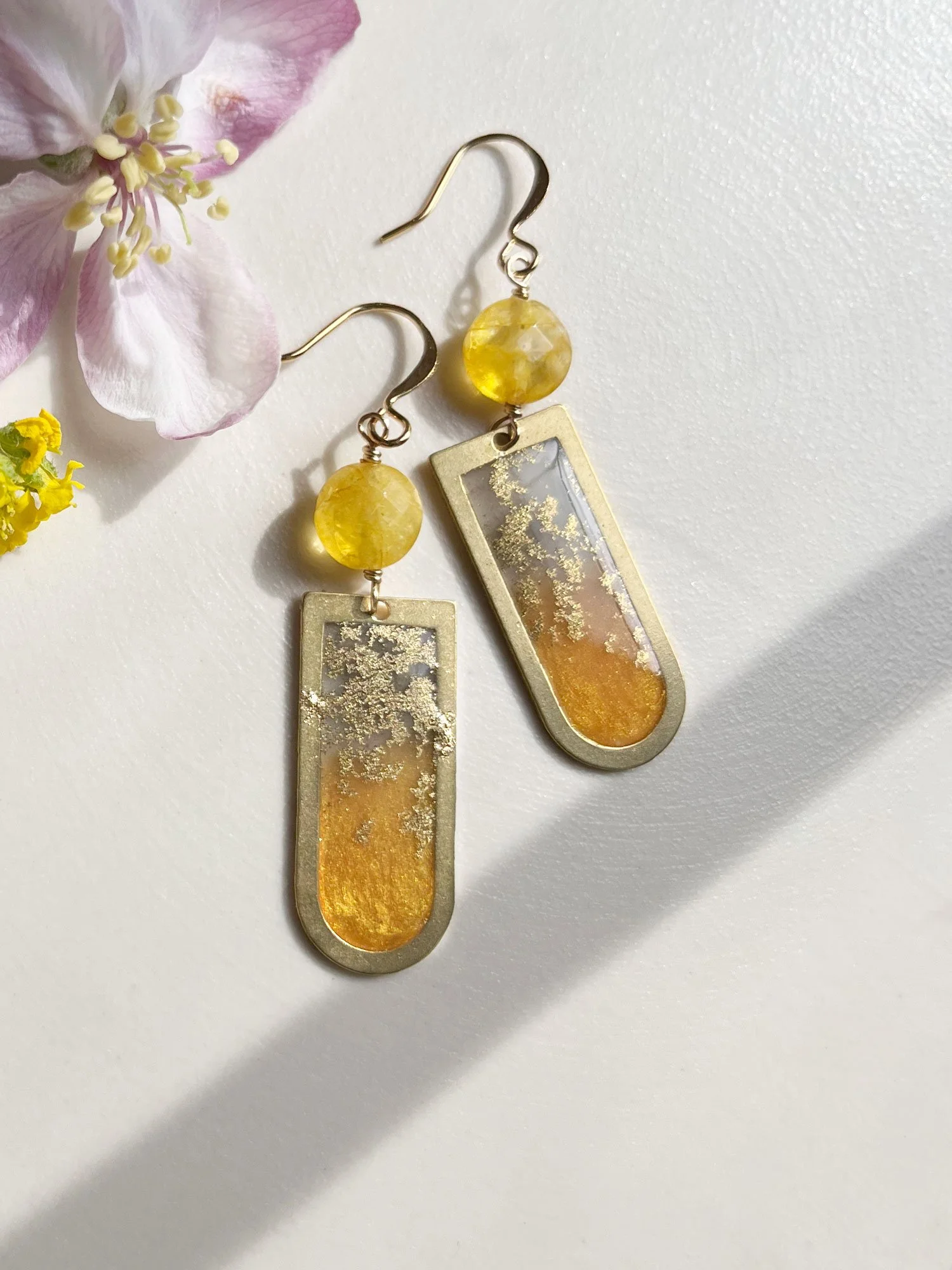 Penelope Earrings in goldenrod yellow with citrine