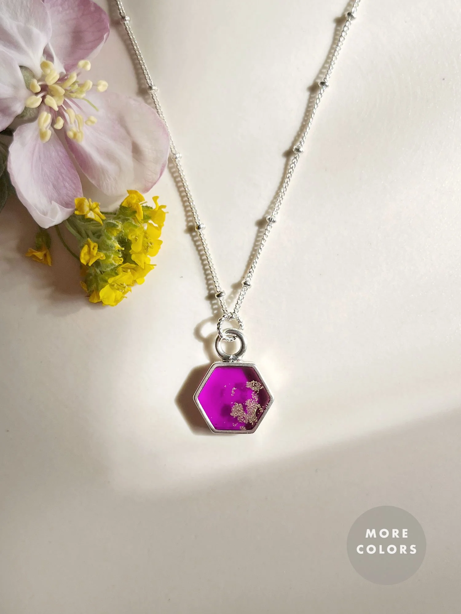 Everyday Hexagon Necklace with Satellite Chain