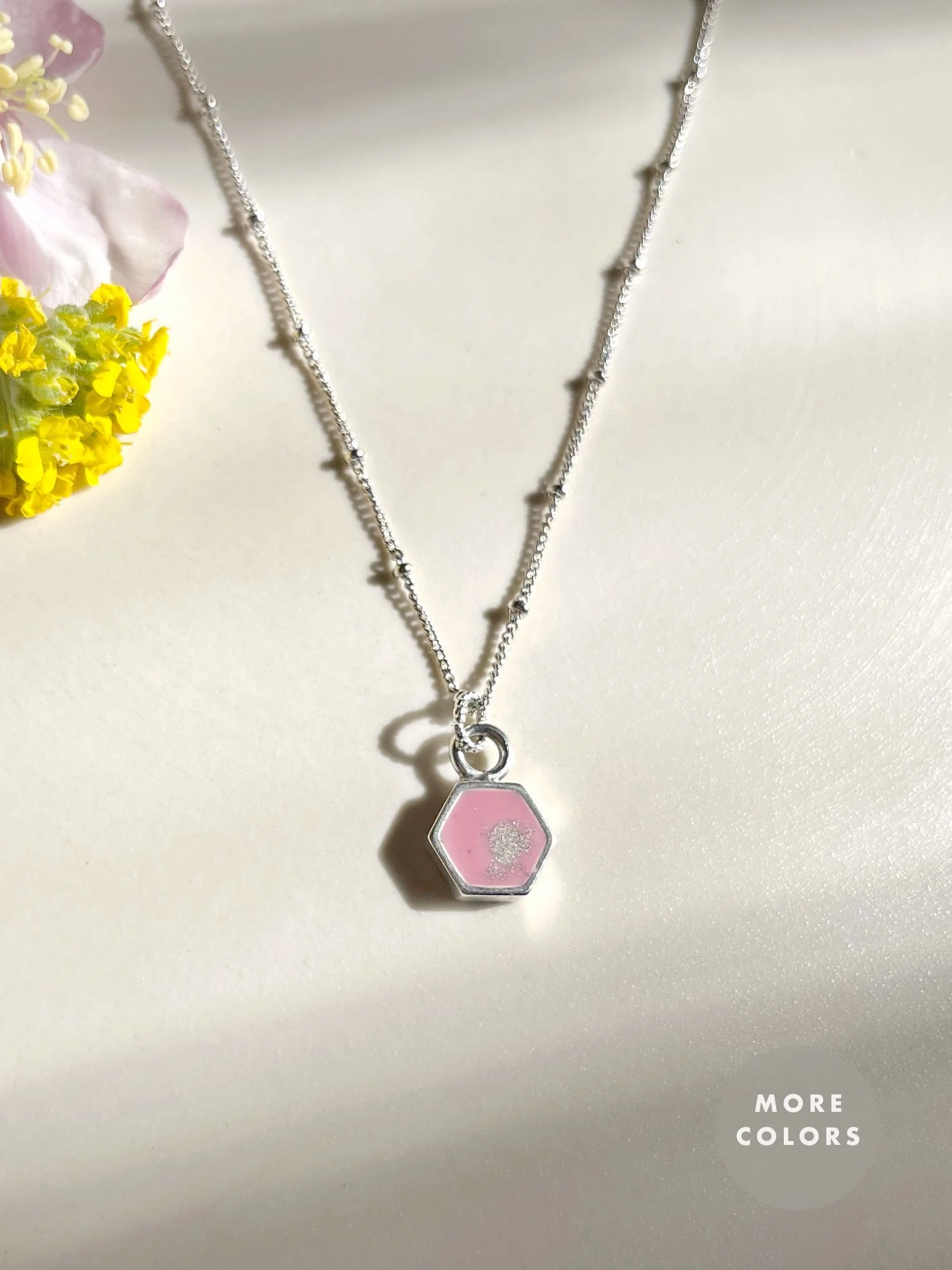 Little Hexagon Necklace with Satellite Chain