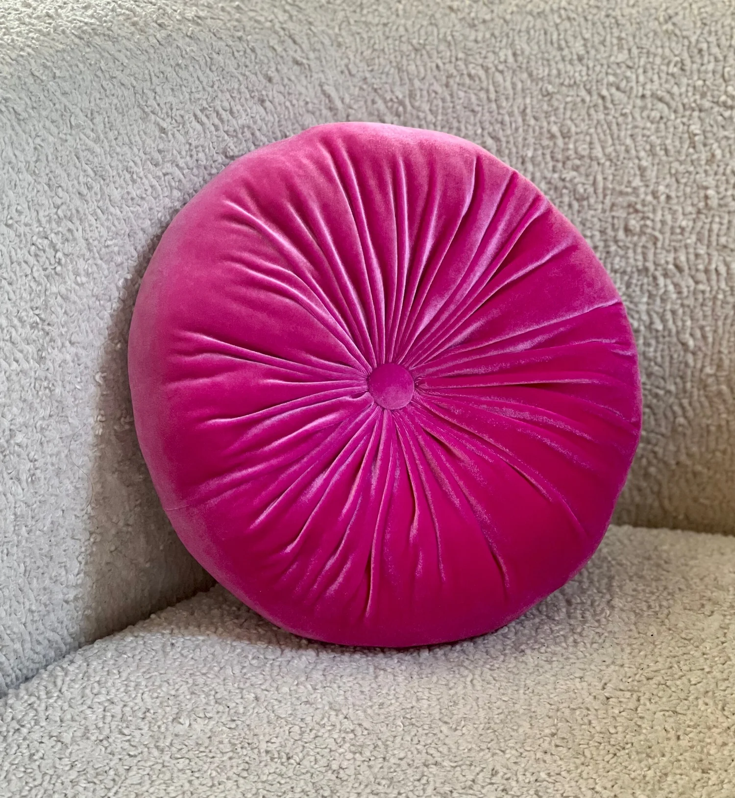 Pink velvet top round pillow