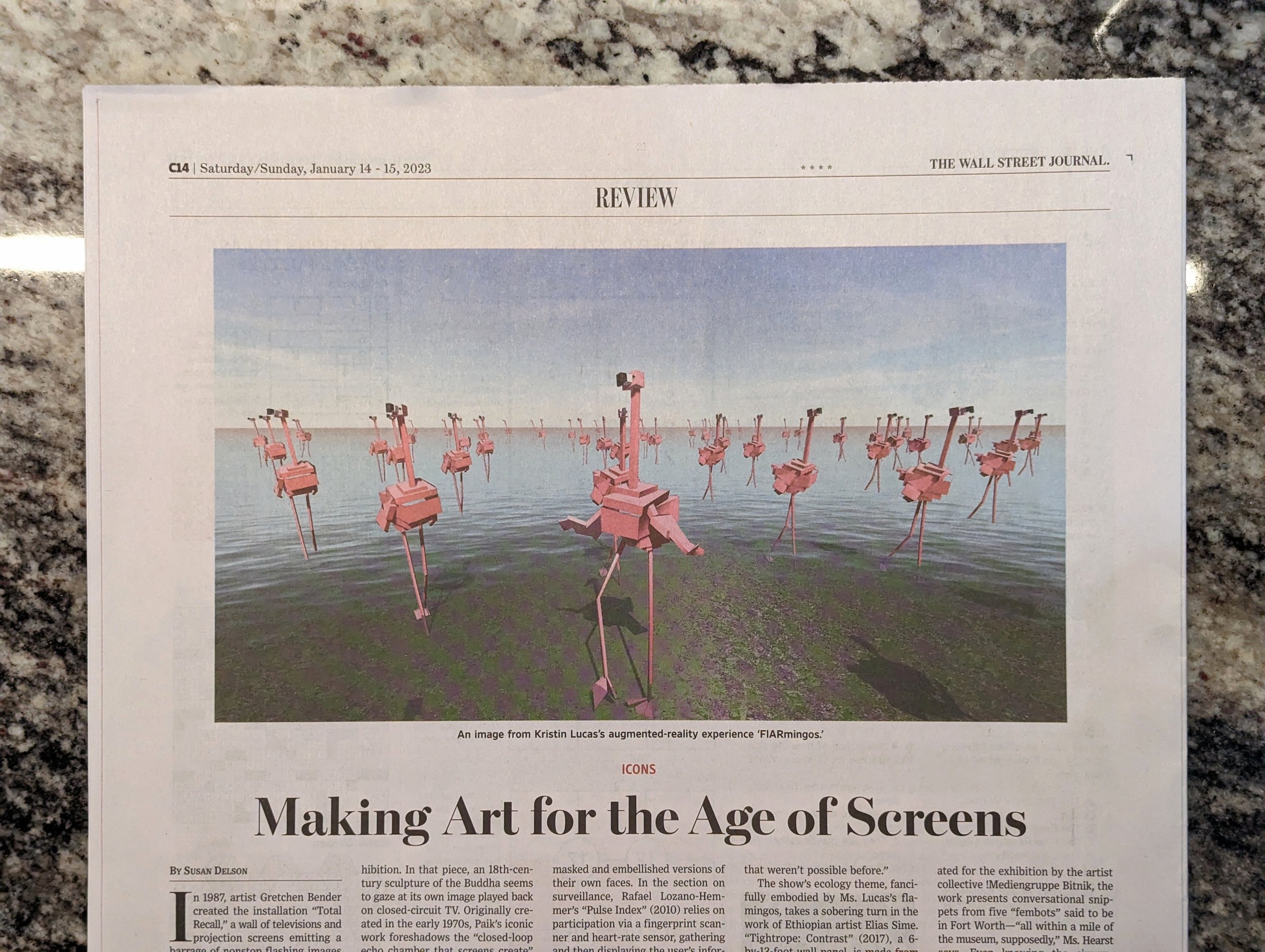 Review: Making Art for the Age of Screens by Susan Delson, Wall Street Journal, Jan 14-15, 2023