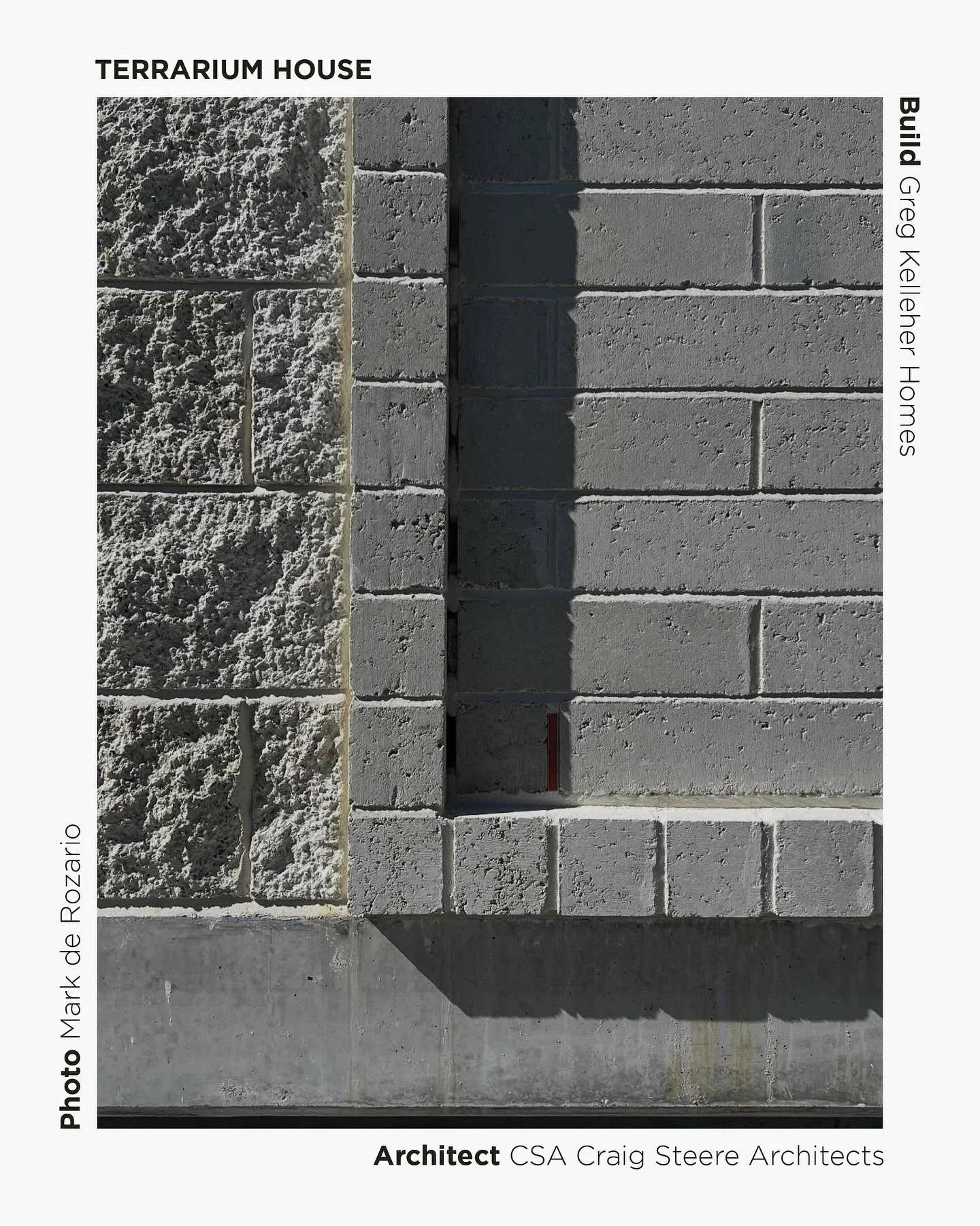 Concrete block details coming together on a sunny day at our Terrarium House. Follow to see the bold shapes and shadow play of this family home come to life.
&bull;
Build: @gregkelleherhomes
Photo: @mad2407 
@craigsteere @dan.robertson_ 
#CSATerrariu