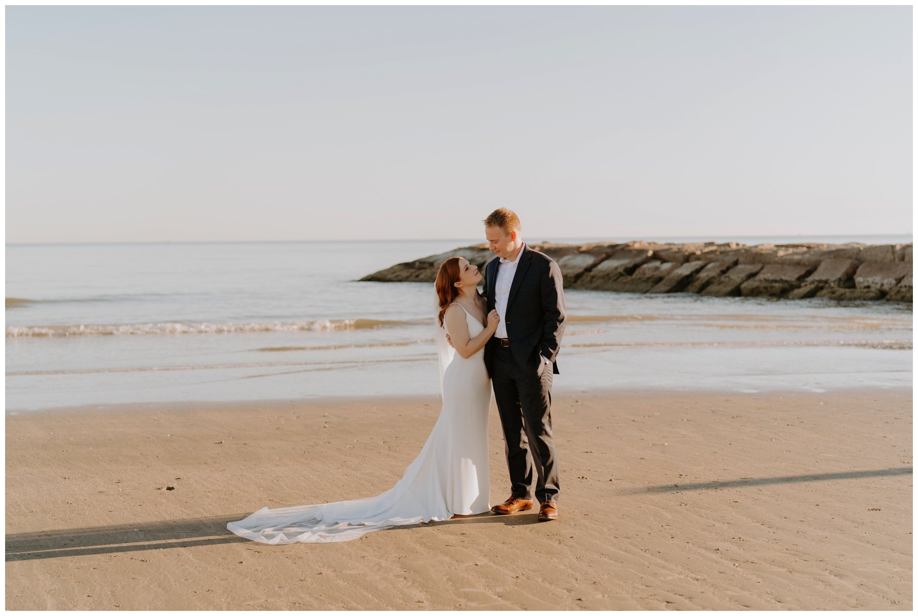 Beach Elopement at Sunset with Officially Oaks | Ashley Medrano Photography | Galveston Texas Beach Elopement | via ashleymedrano.com