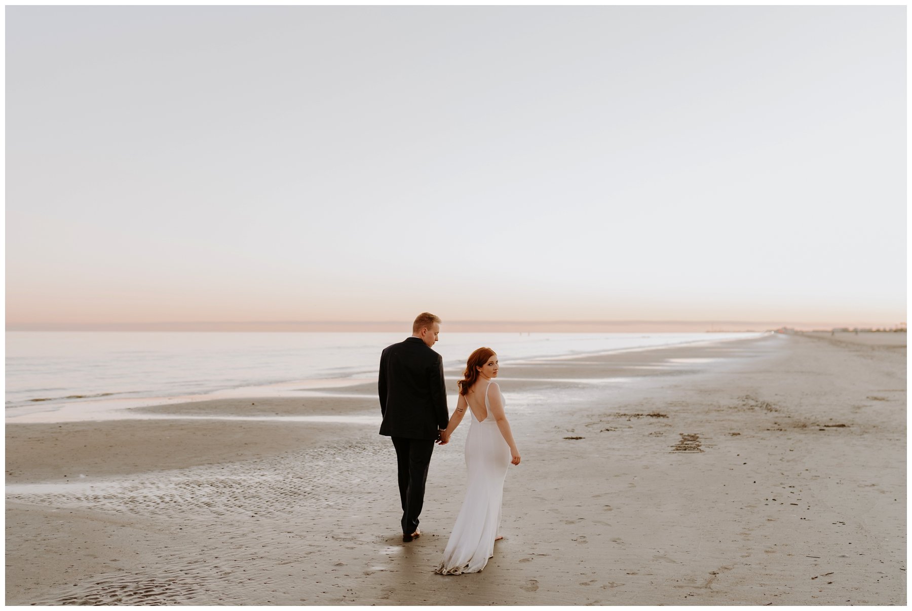 Romantic Sunset Portraits on the Beach | Ashley Medrano Photography | Galveston Texas Beach Elopement | via ashleymedrano.com