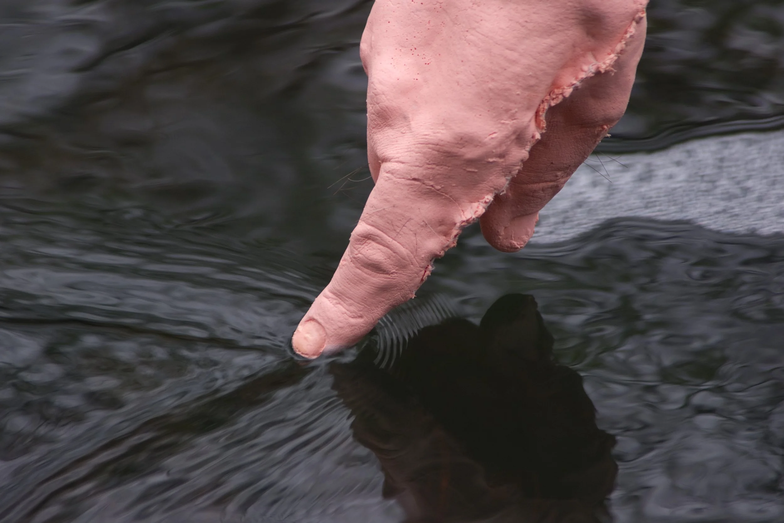 "Holding MY Finger On This Moving Body Of Water Until The V-shaped Ripple I Created is Permanently Etched Into Its Surface," 16 x 24 inches, Pigment Print, 2012-2021